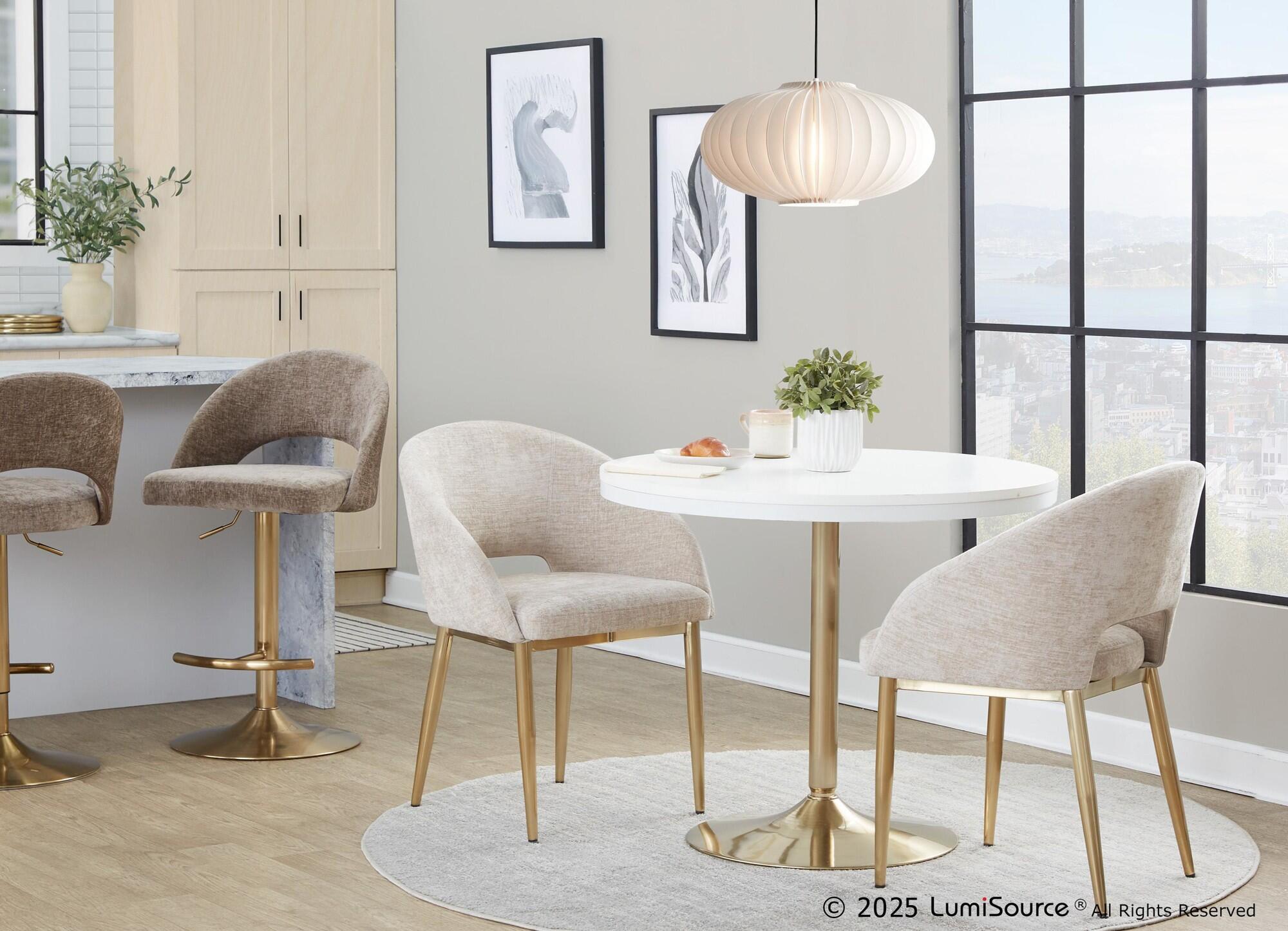 LumiSource Renee Dining Chair (Set of 2), Light Brown/Gold, rollover