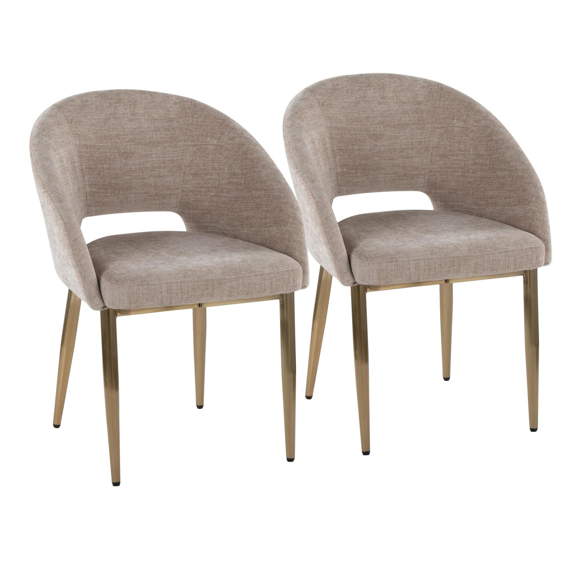 LumiSource Renee Dining Chair (Set of 2), Light Brown/Gold, large