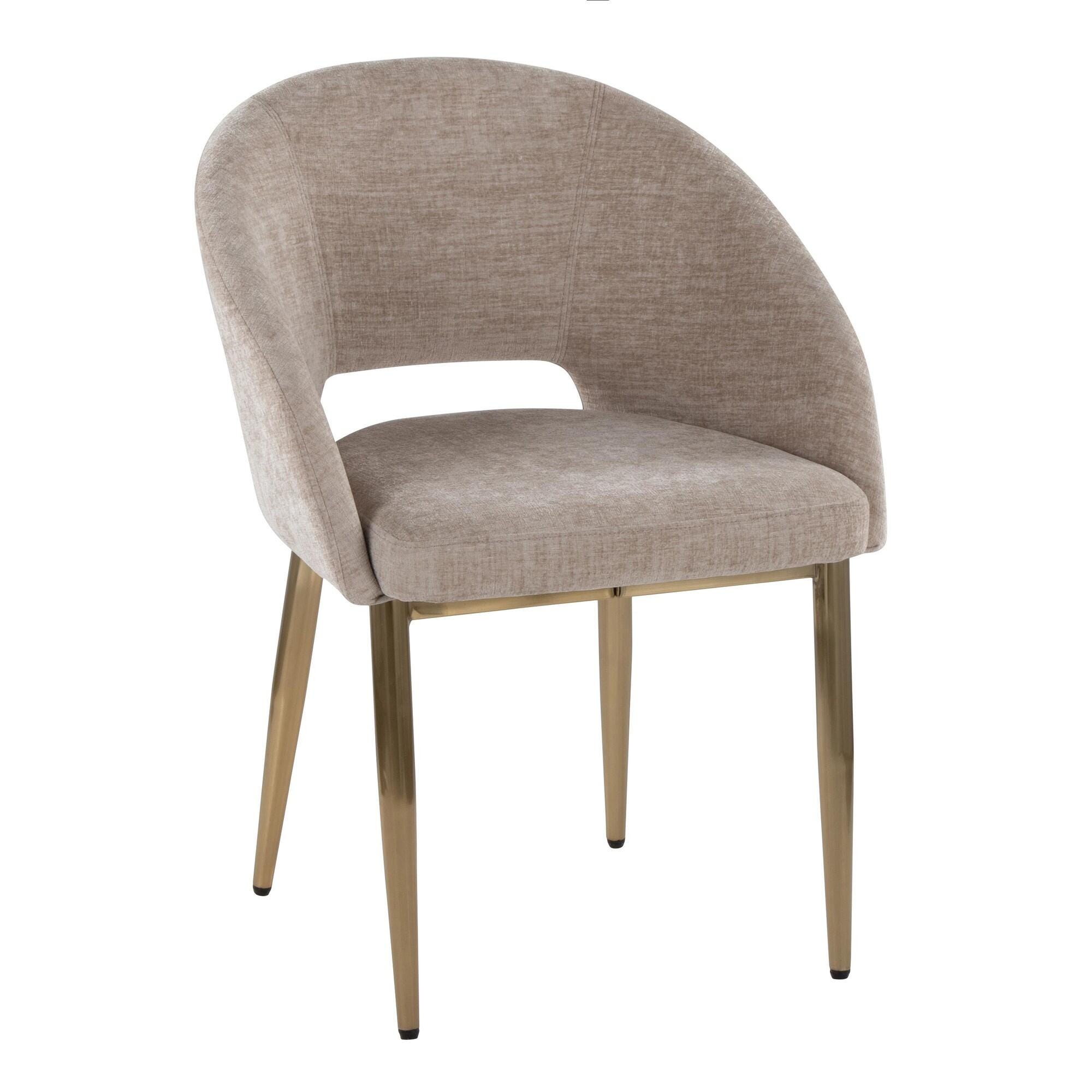 LumiSource Renee Dining Chair (Set of 2), Light Brown/Gold, large
