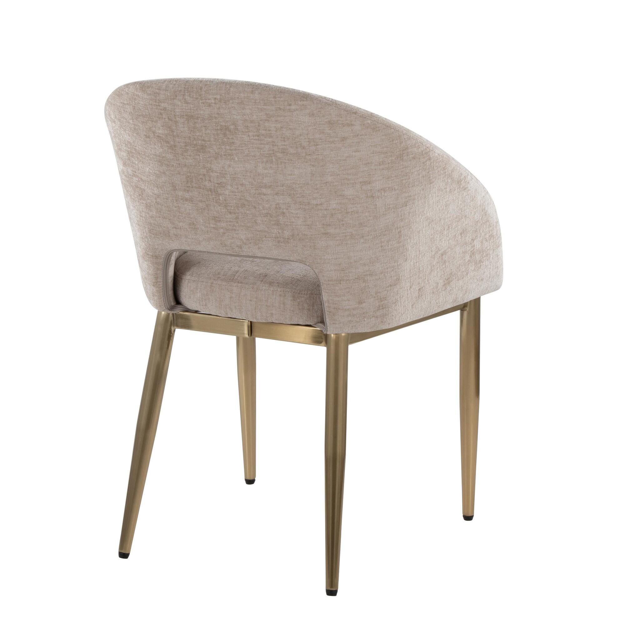 LumiSource Renee Dining Chair (Set of 2), Light Brown/Gold, large