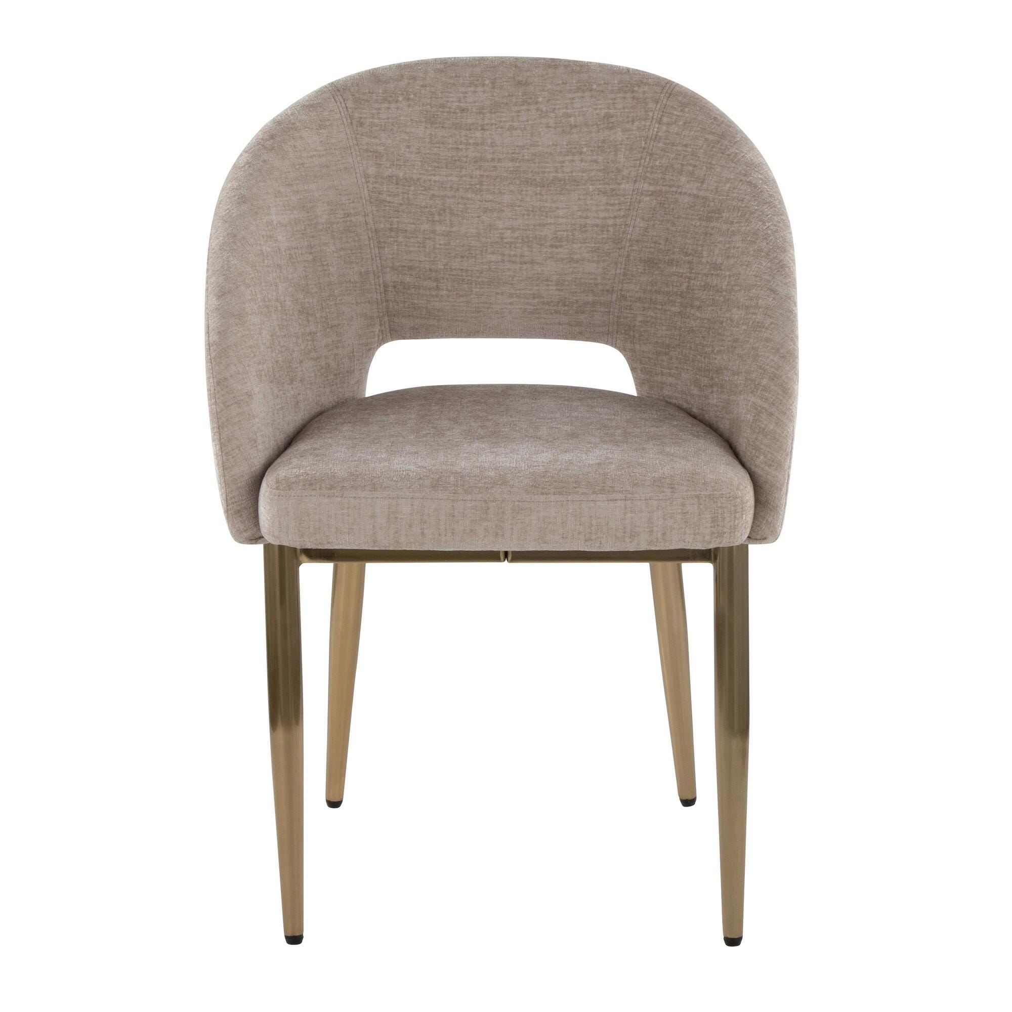 LumiSource Renee Dining Chair (Set of 2), Light Brown/Gold, large