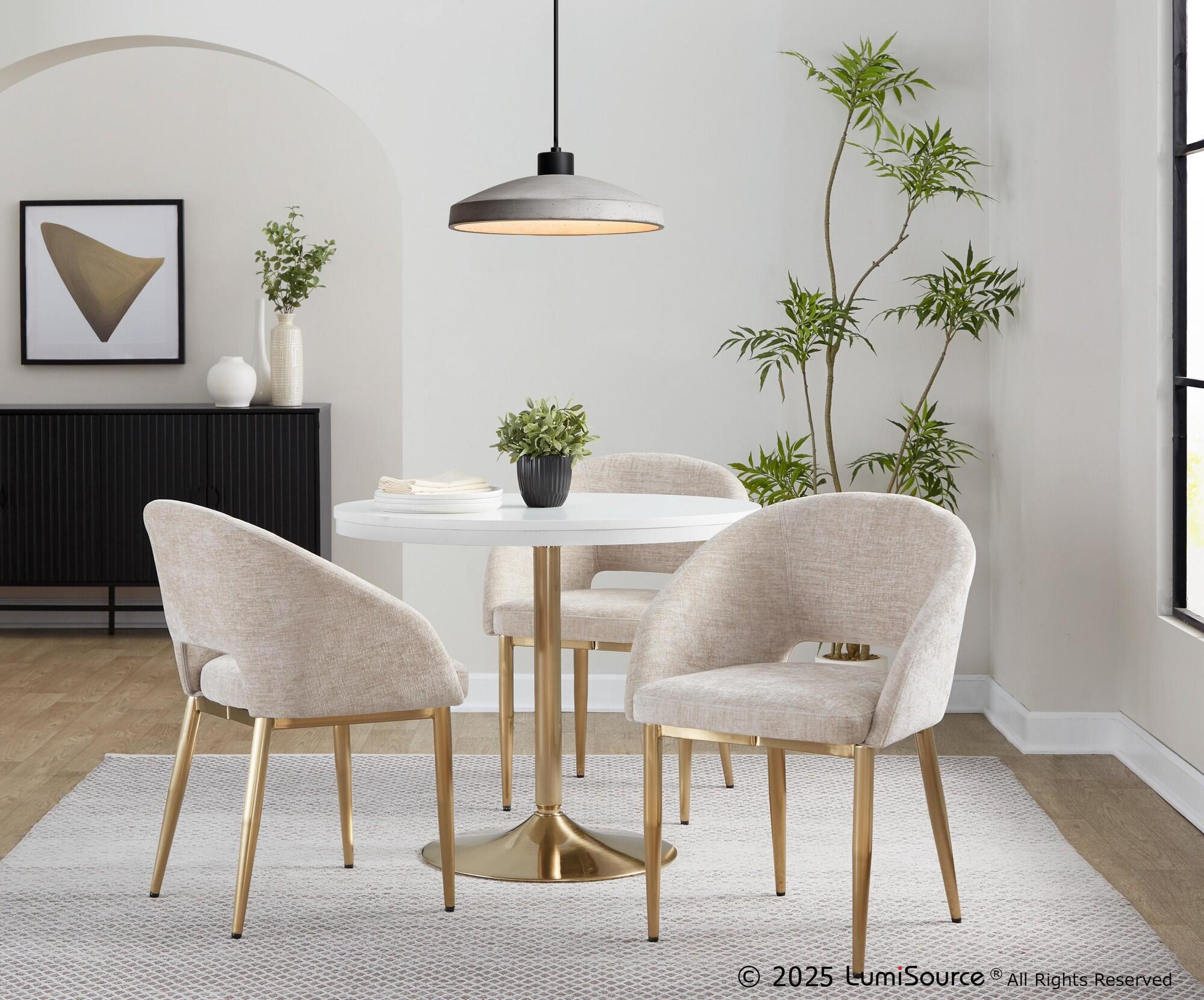 LumiSource Renee Dining Chair (Set of 2), Light Brown/Gold, large