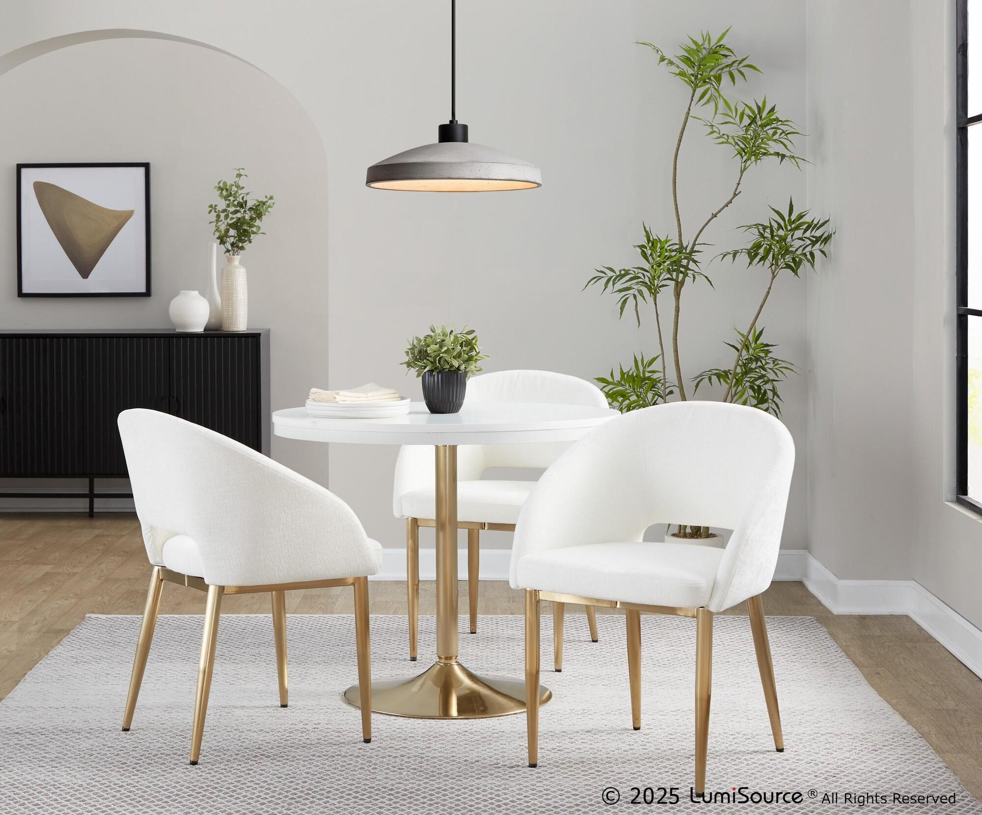 LumiSource Renee Dining Chair (Set of 2), Off-White/Gold, rollover