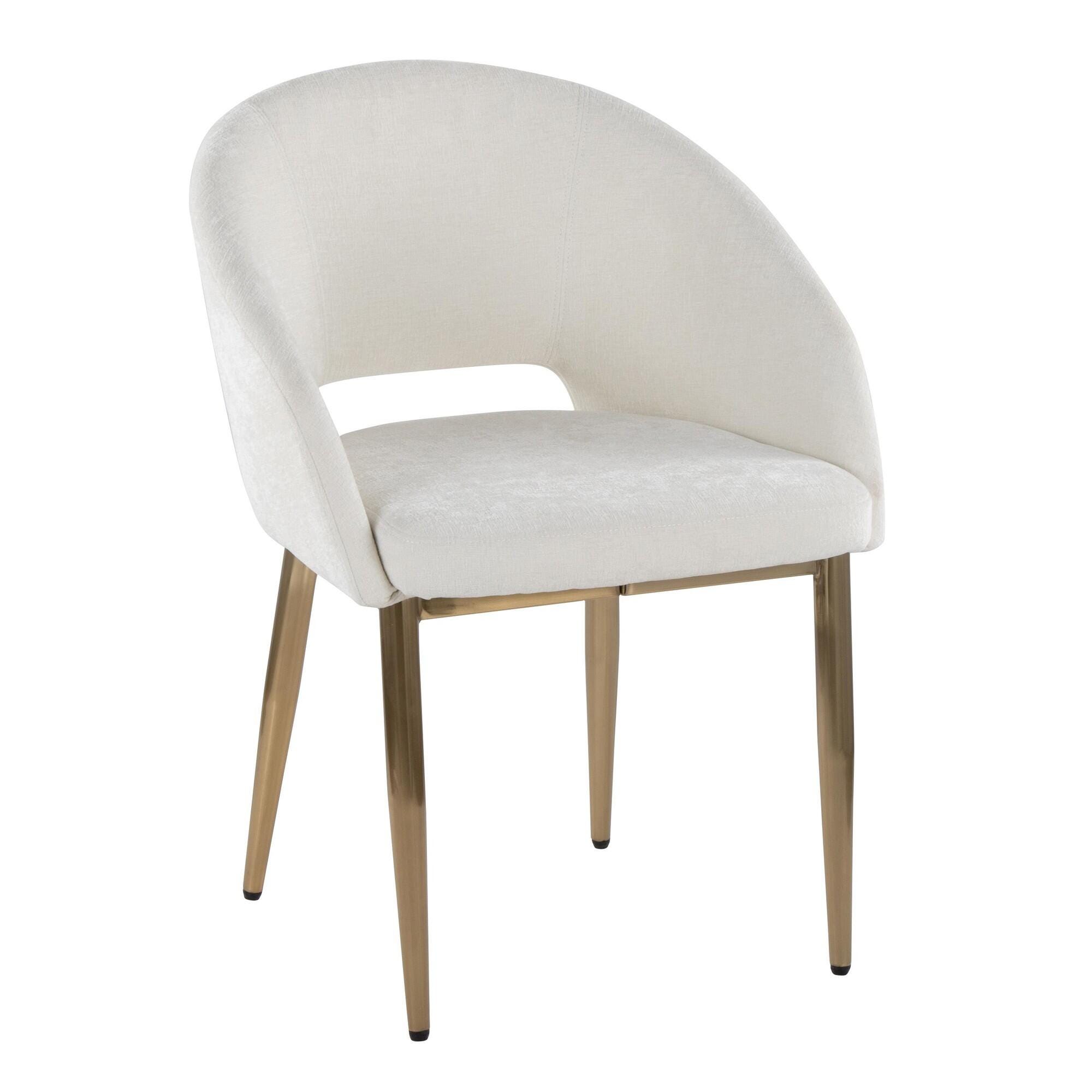 LumiSource Renee Dining Chair (Set of 2), Off-White/Gold, large