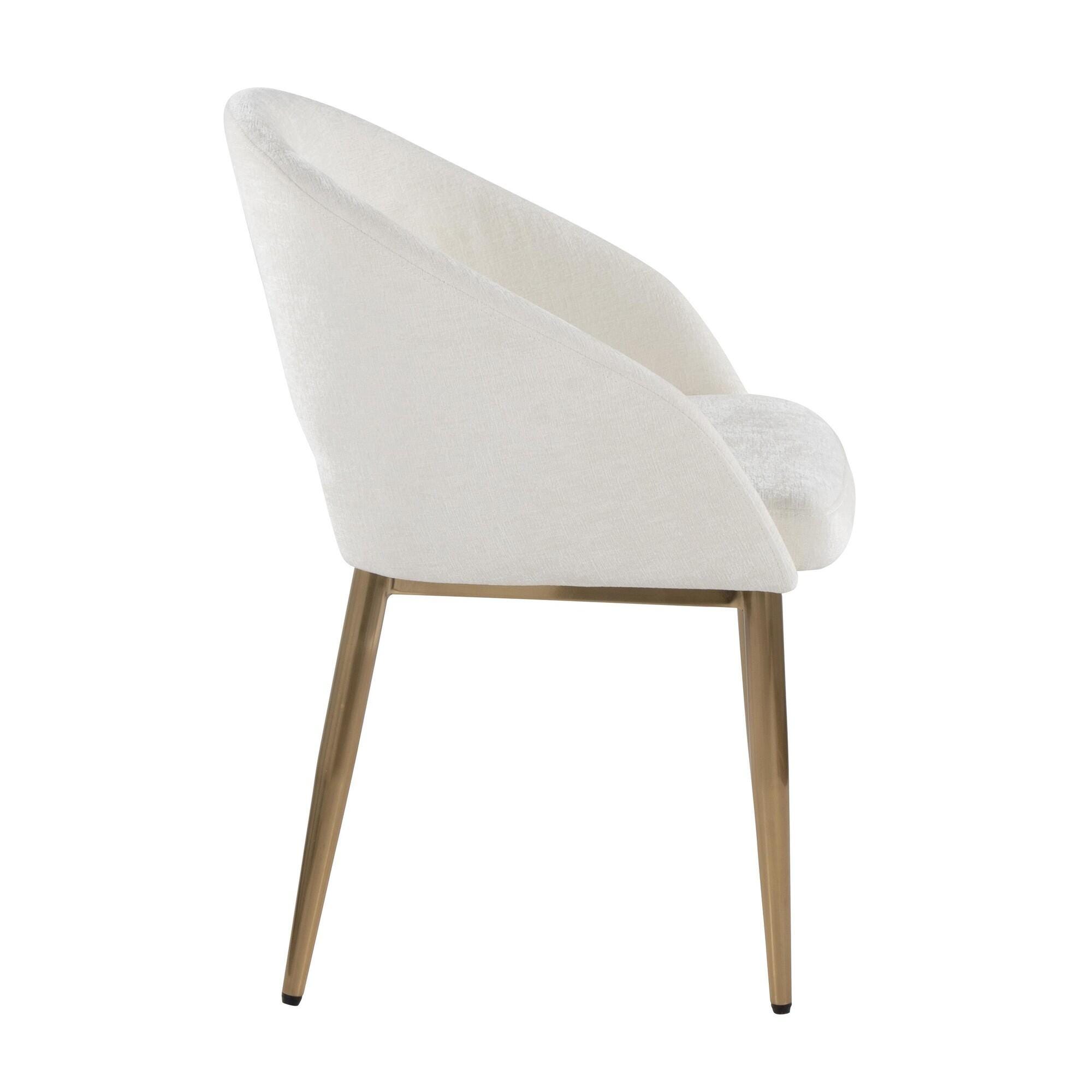 LumiSource Renee Dining Chair (Set of 2), Off-White/Gold, large
