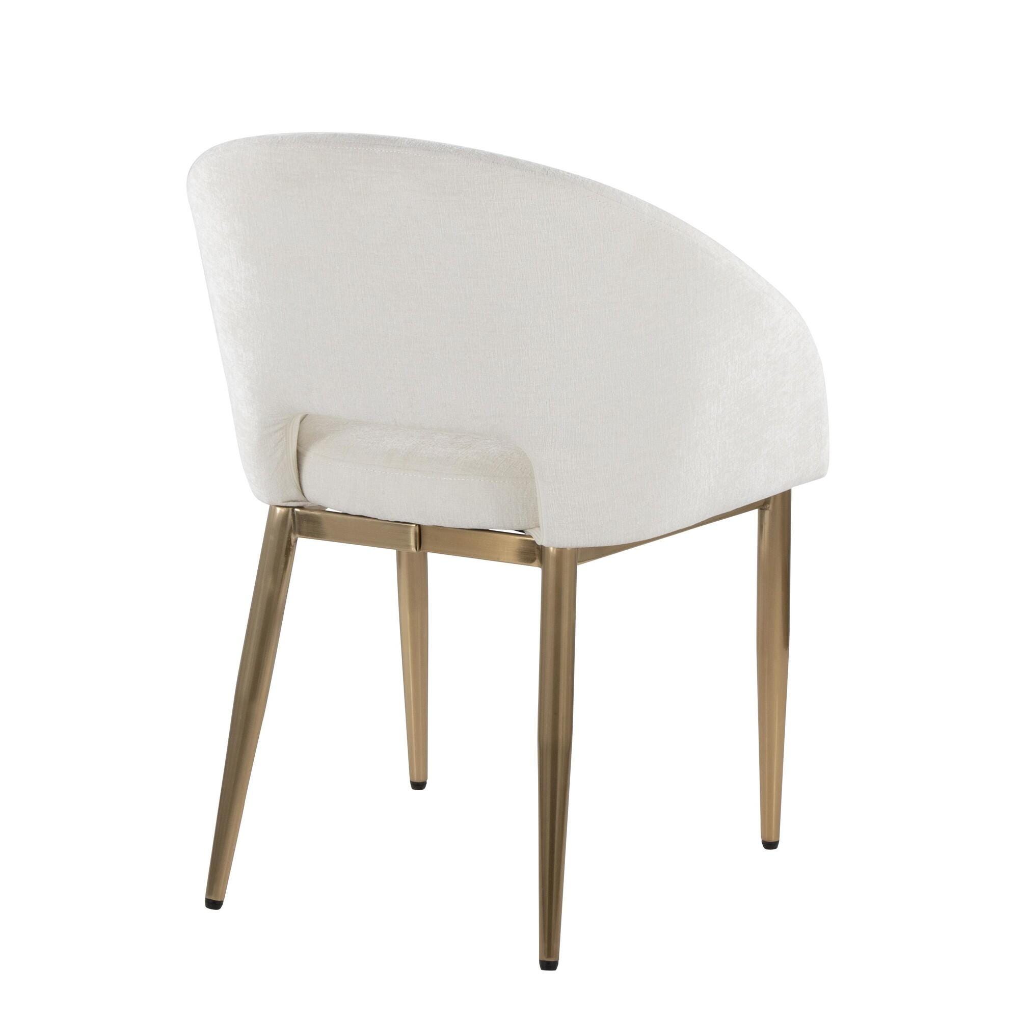 LumiSource Renee Dining Chair (Set of 2), Off-White/Gold, large