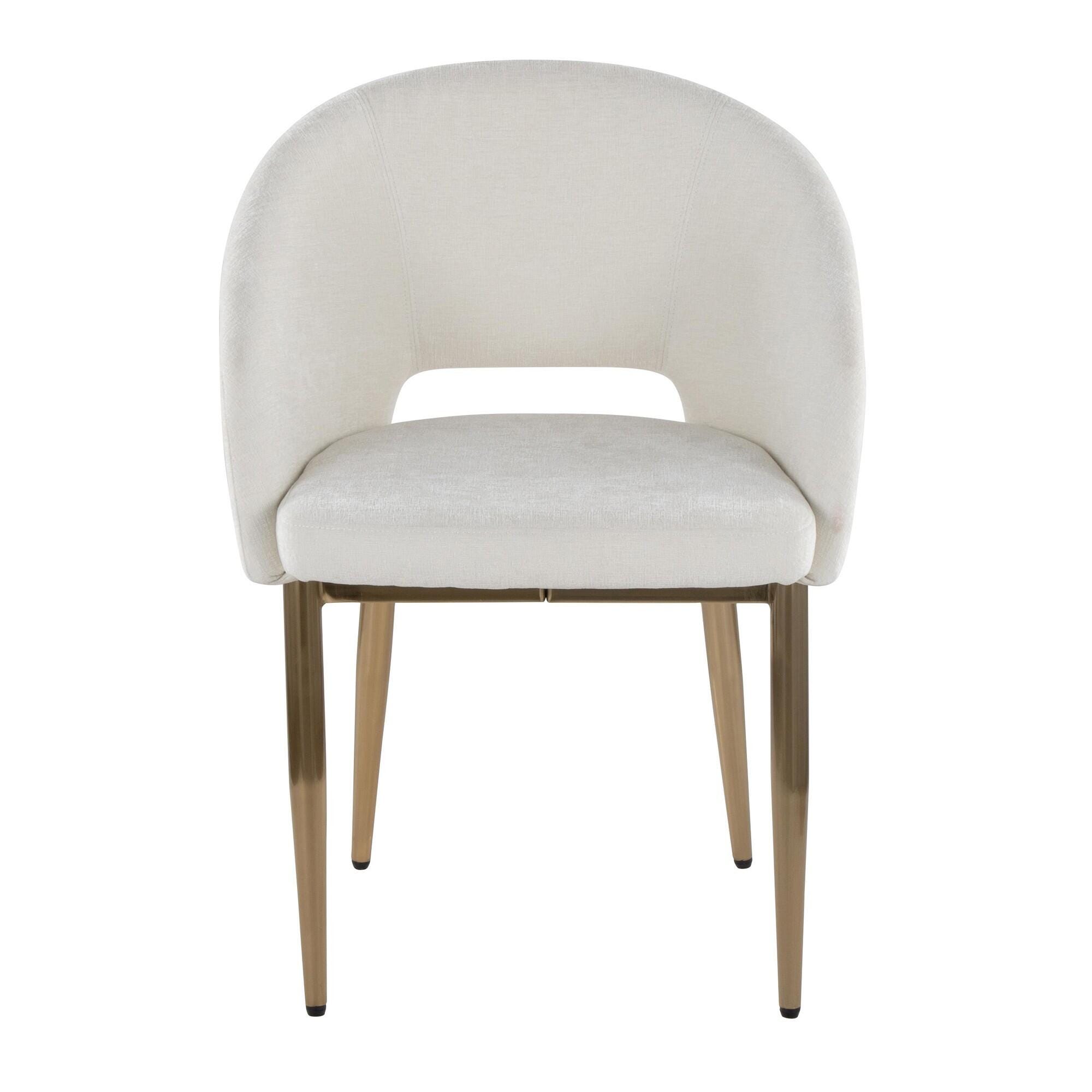 LumiSource Renee Dining Chair (Set of 2), Off-White/Gold, large