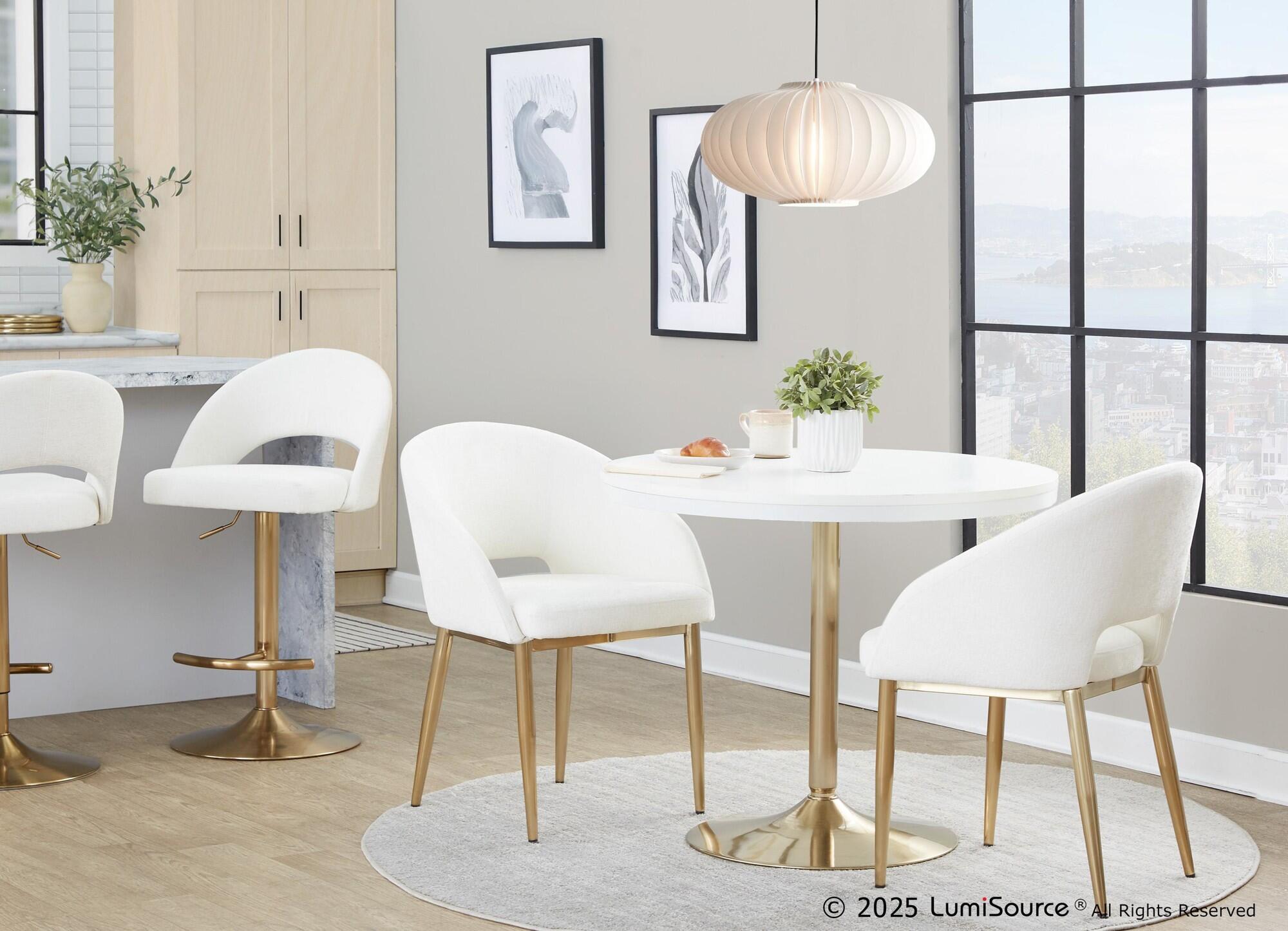 LumiSource Renee Dining Chair (Set of 2), Off-White/Gold, large