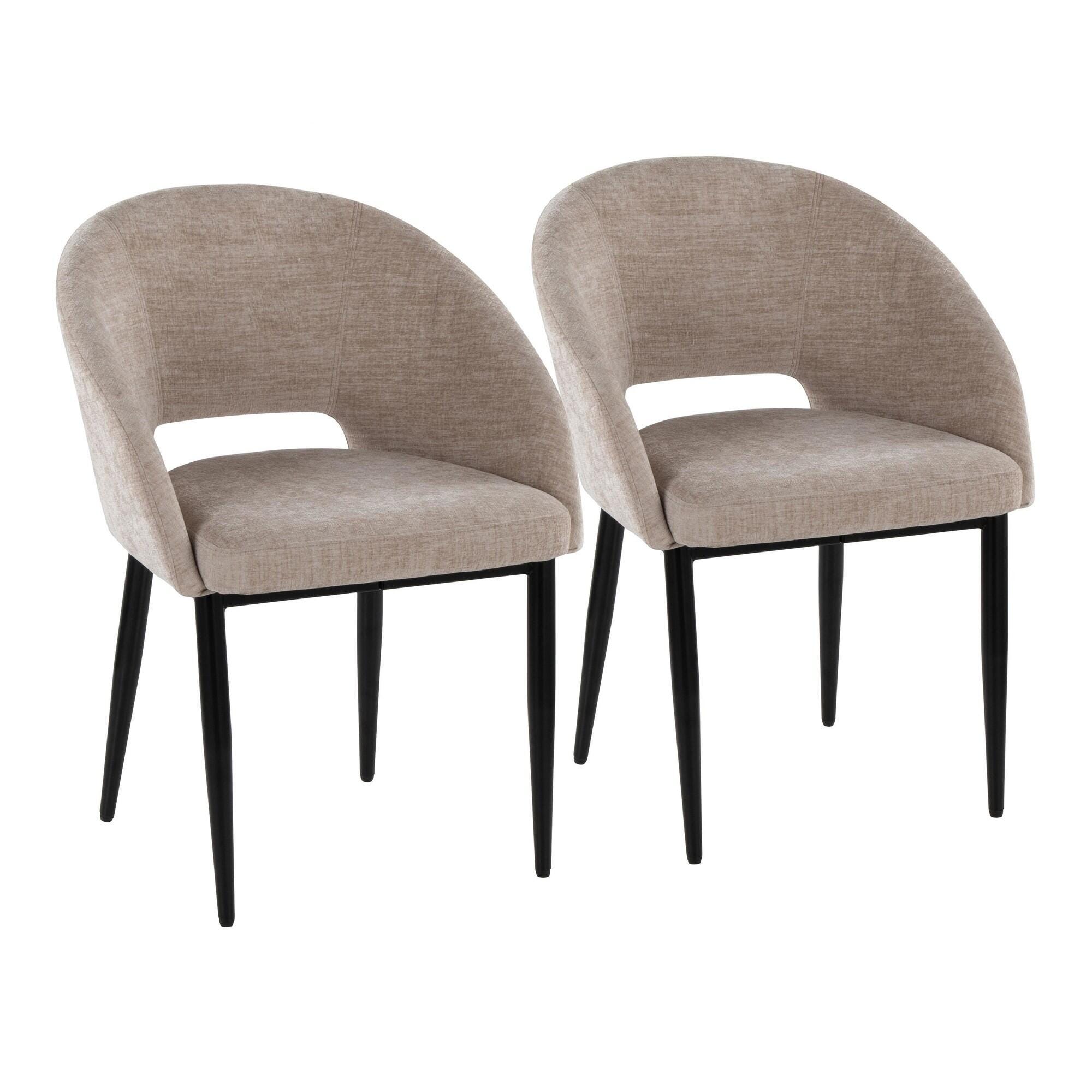 LumiSource Renee Dining Chair (Set of 2), Light Brown/Black, large