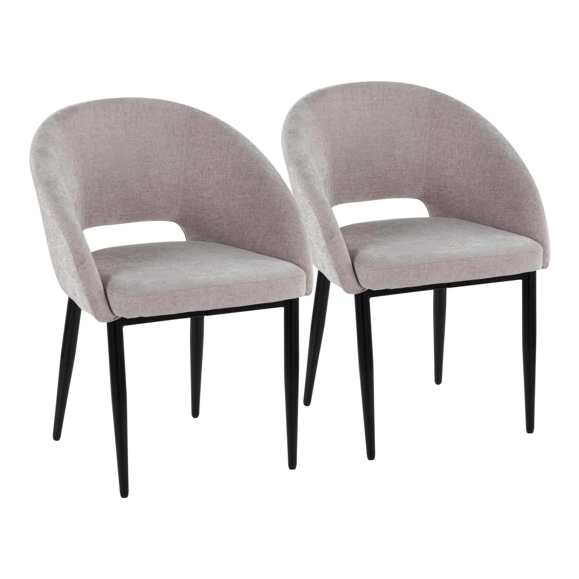 LumiSource Renee Dining Chair (Set of 2), Silver/Black, large