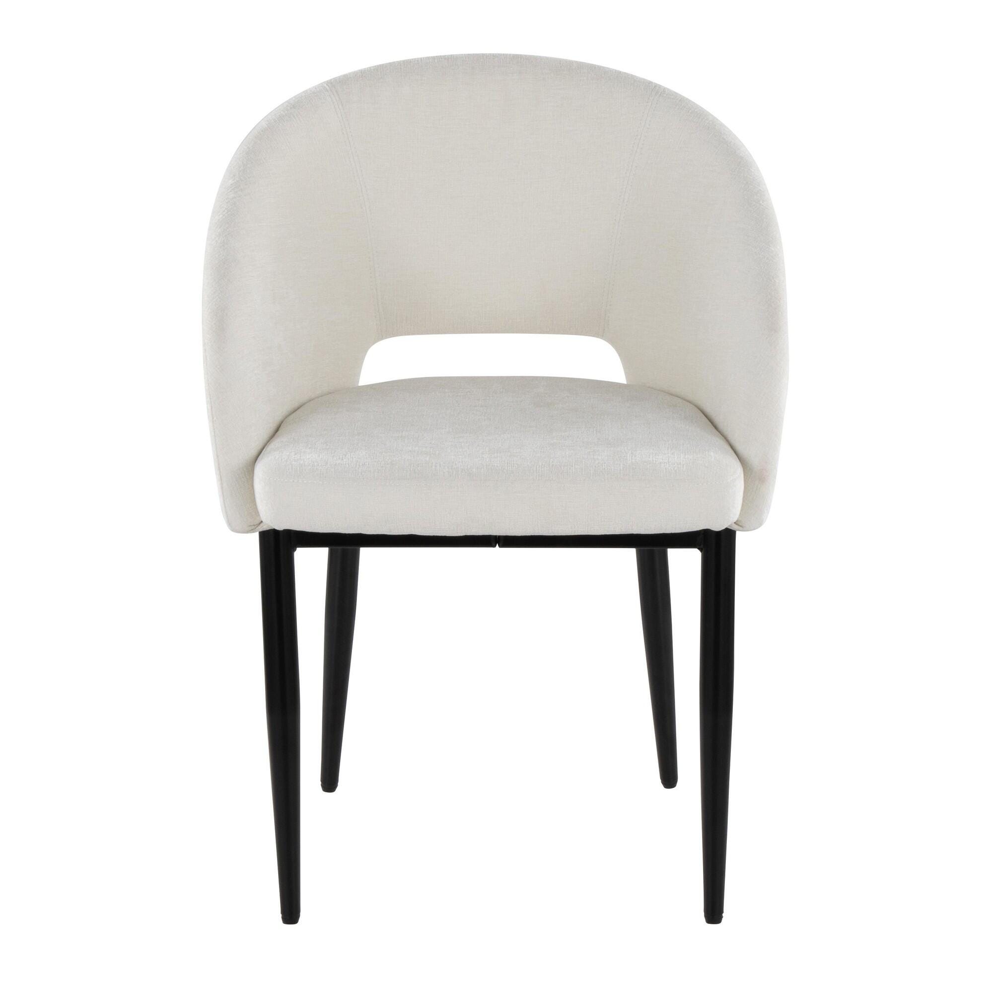 LumiSource Renee Dining Chair (Set of 2), Off-White/Black, large