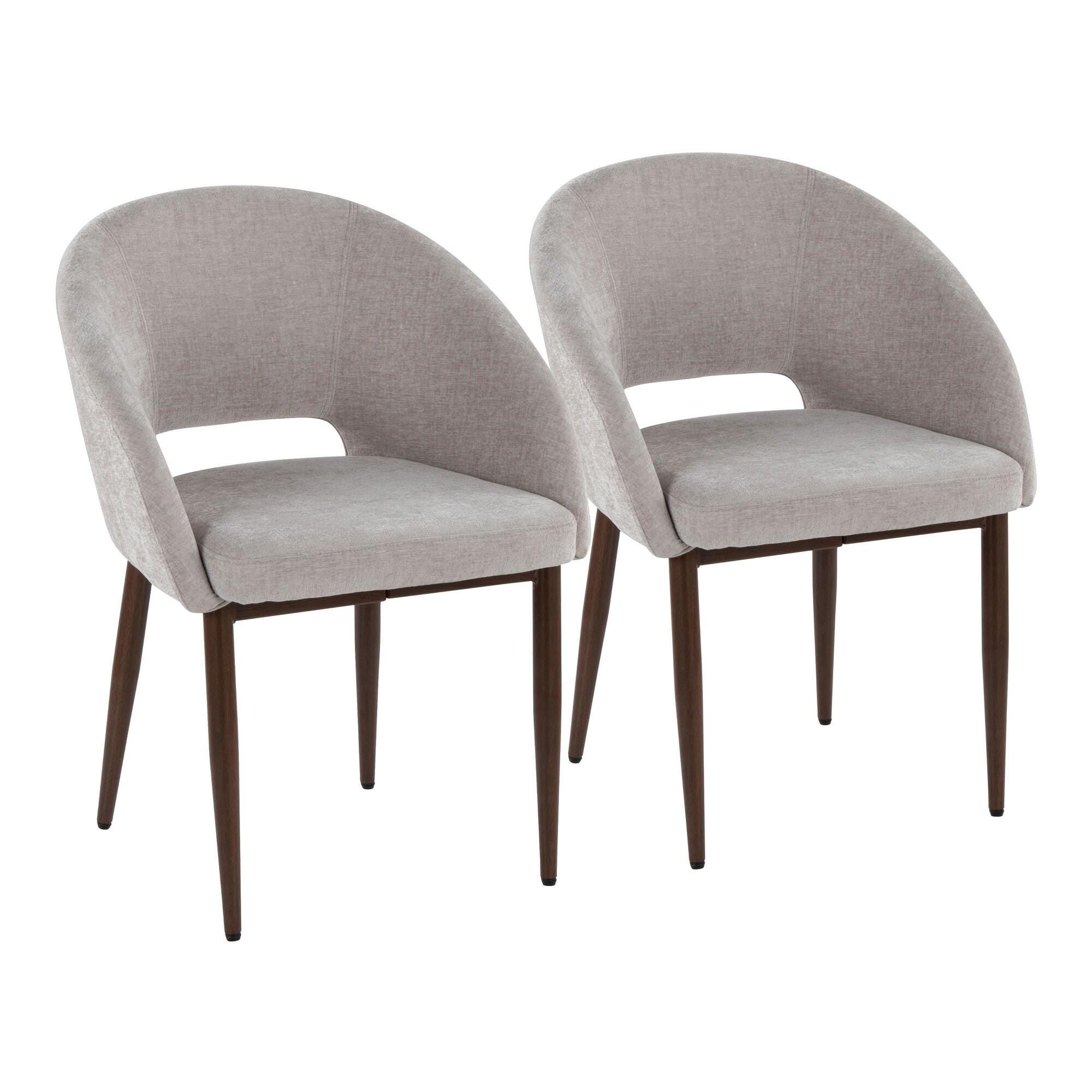 LumiSource Renee Dining Chair (Set of 2), Silver/Mahogany, large