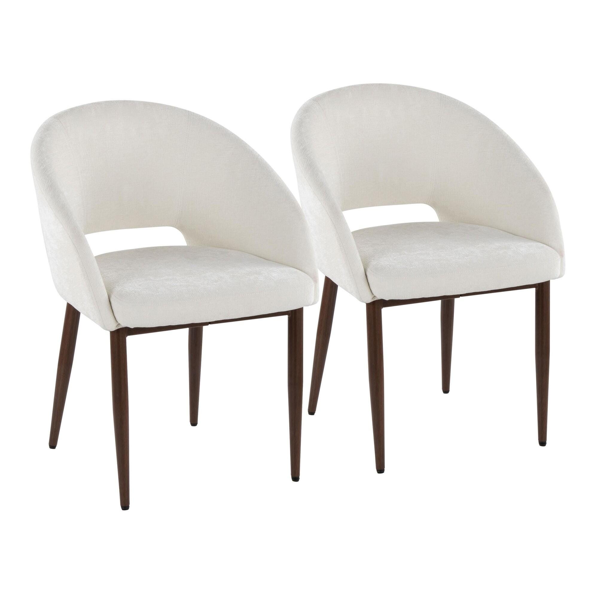 LumiSource Renee Dining Chair (Set of 2), Off-White/Mahogany, large