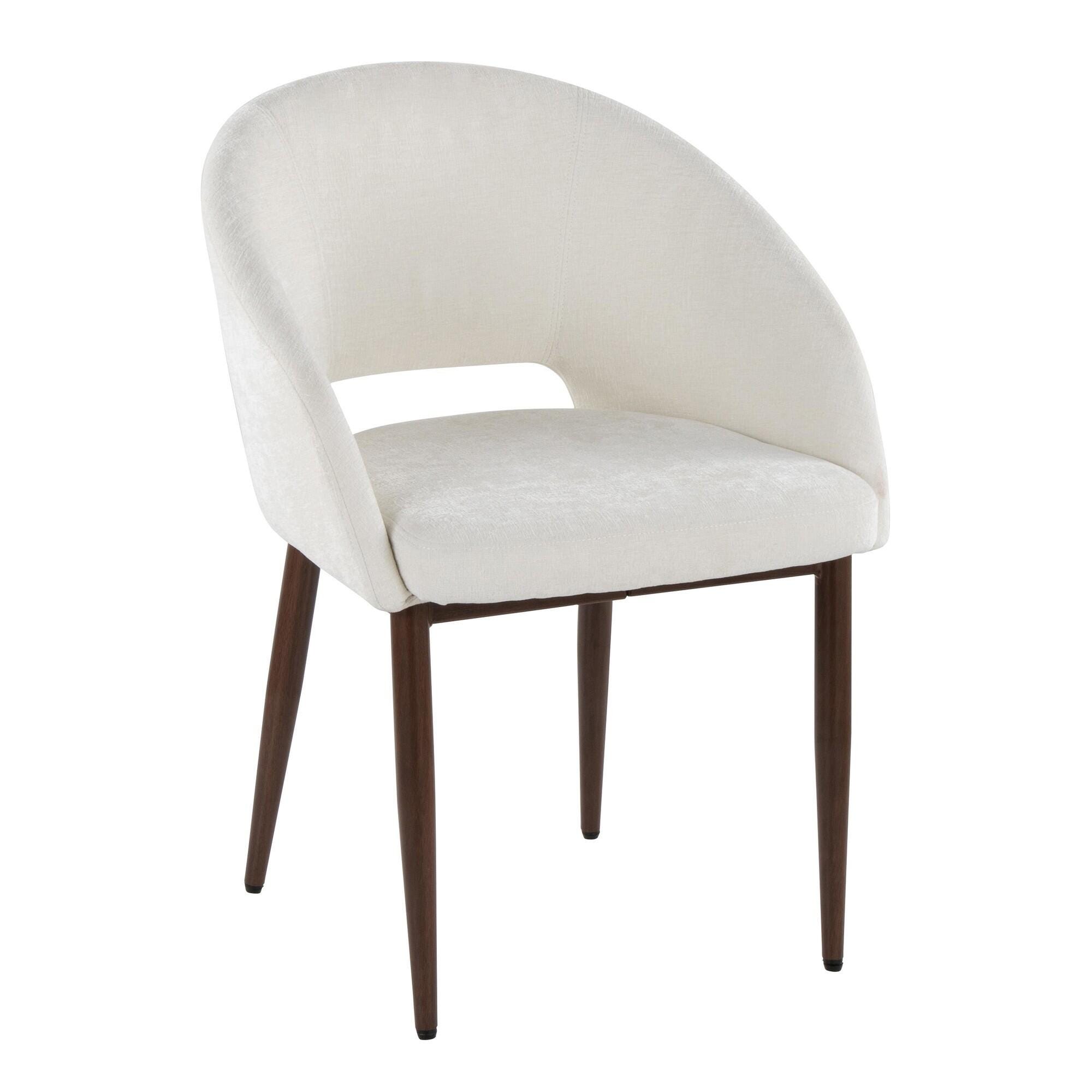 LumiSource Renee Dining Chair (Set of 2), Off-White/Mahogany, large