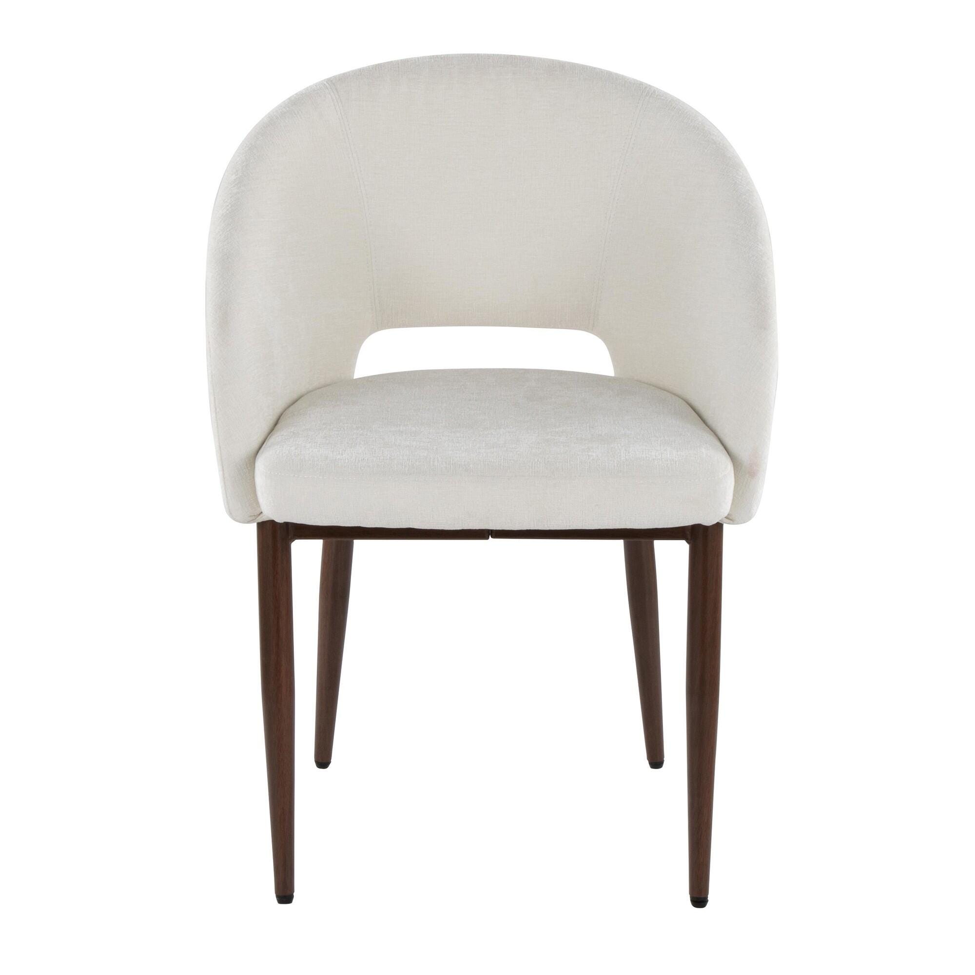 LumiSource Renee Dining Chair (Set of 2), Off-White/Mahogany, large