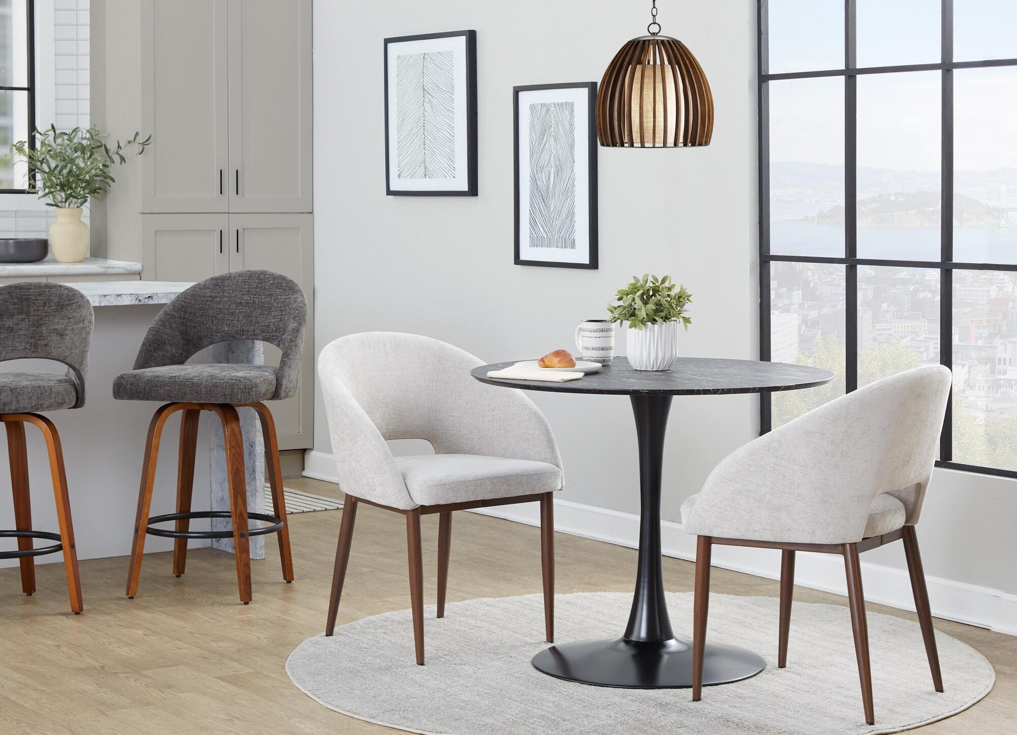 LumiSource Renee Dining Chair (Set of 2), Off-White/Mahogany, large
