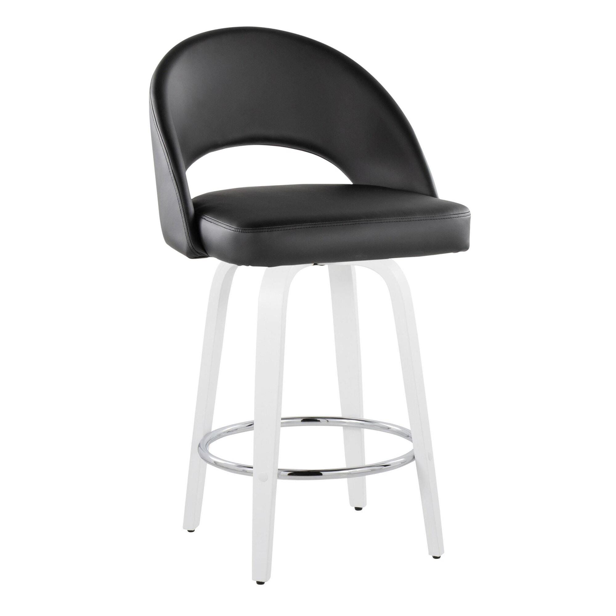 LumiSource Renee Counter Height Bar Stool (Set of 2), Black/White, large