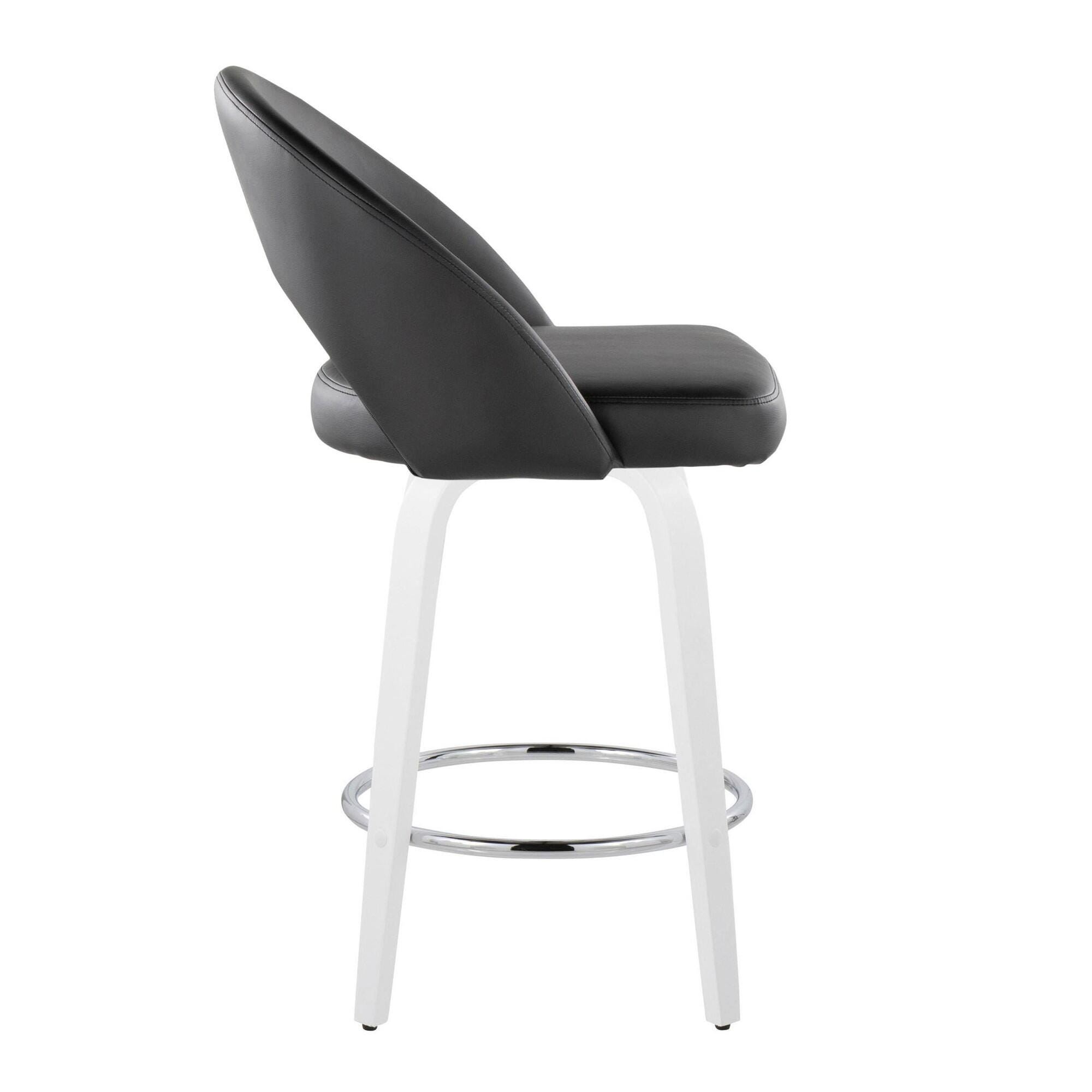 LumiSource Renee Counter Height Bar Stool (Set of 2), Black/White, large