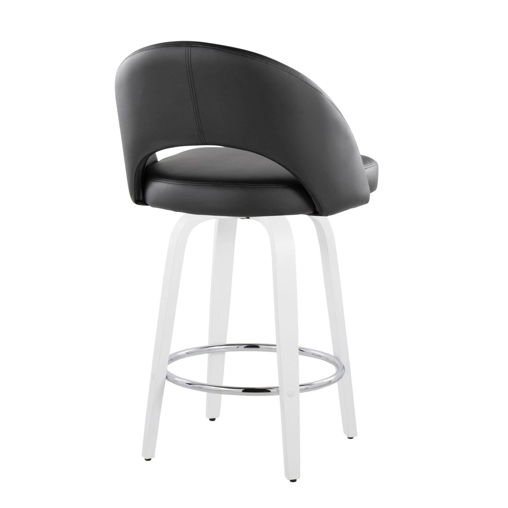LumiSource Renee Counter Height Bar Stool (Set of 2), Black/White, large