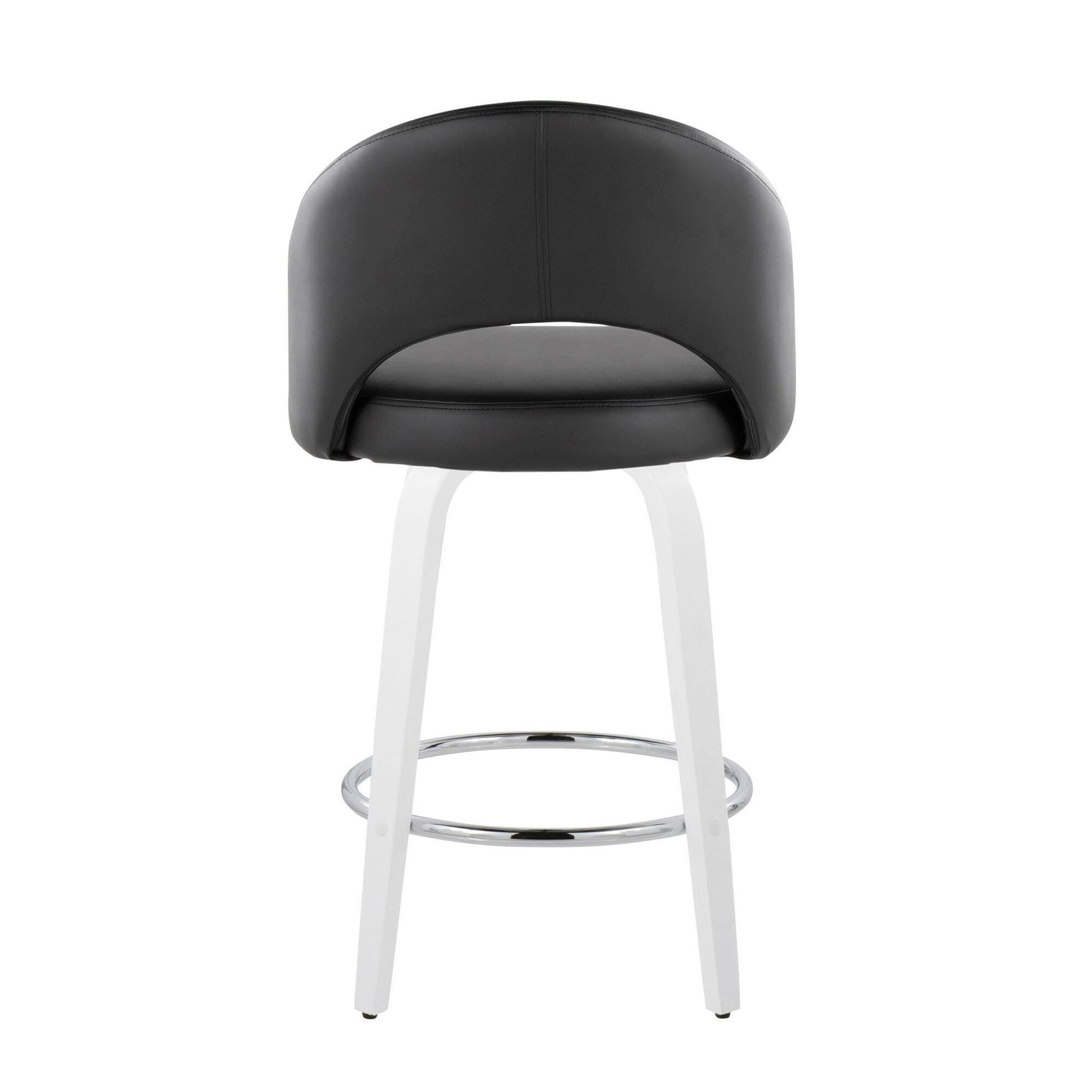 LumiSource Renee Counter Height Bar Stool (Set of 2), Black/White, large