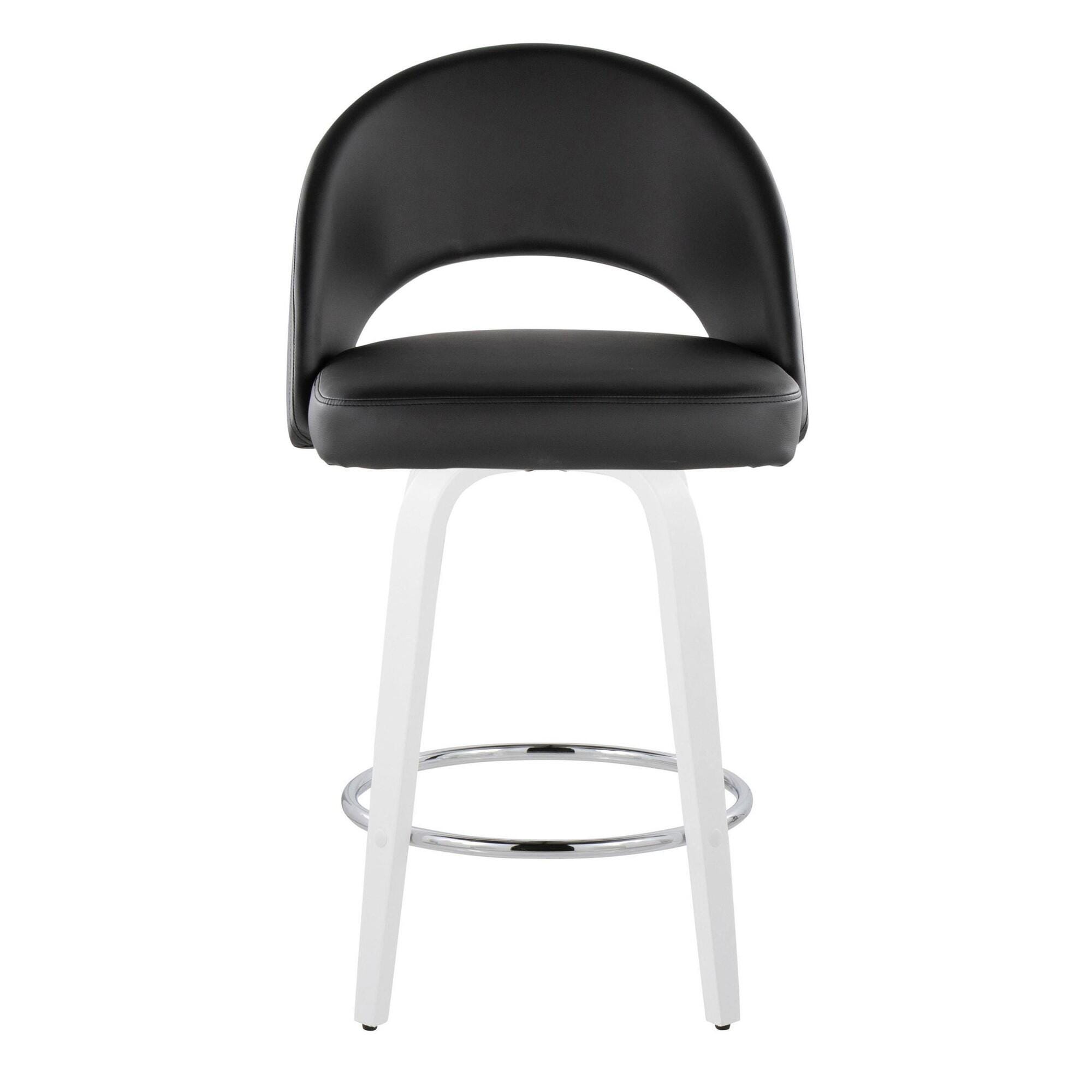 LumiSource Renee Counter Height Bar Stool (Set of 2), Black/White, large