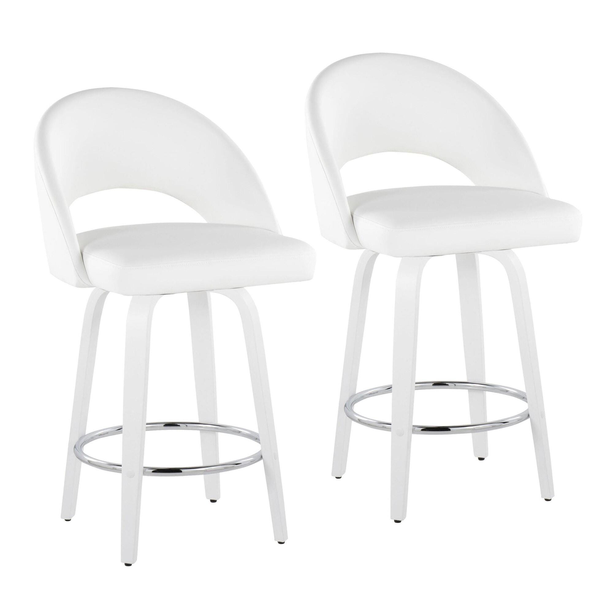 LumiSource Renee Counter Height Bar Stool (Set of 2), White, large