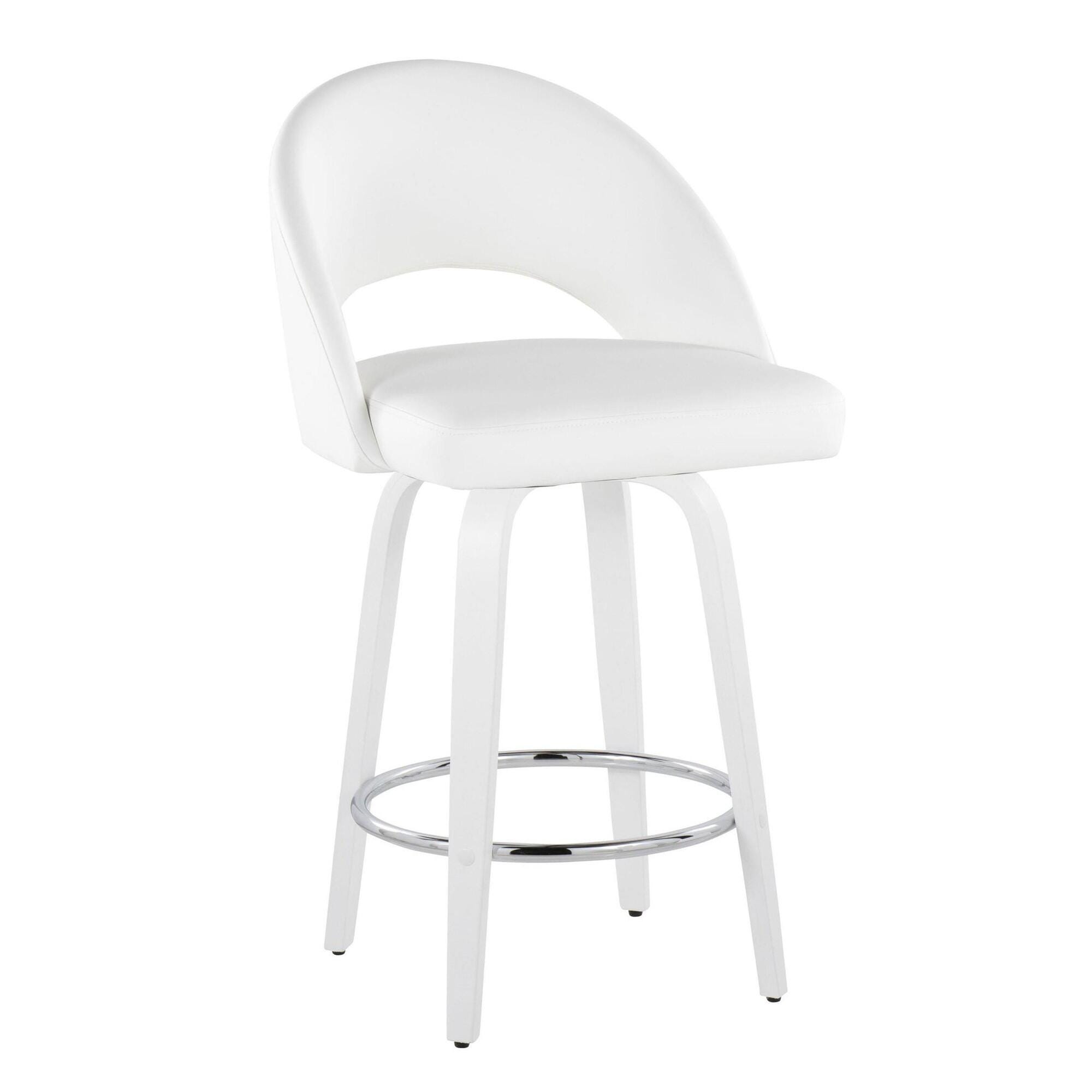 LumiSource Renee Counter Height Bar Stool (Set of 2), White, large