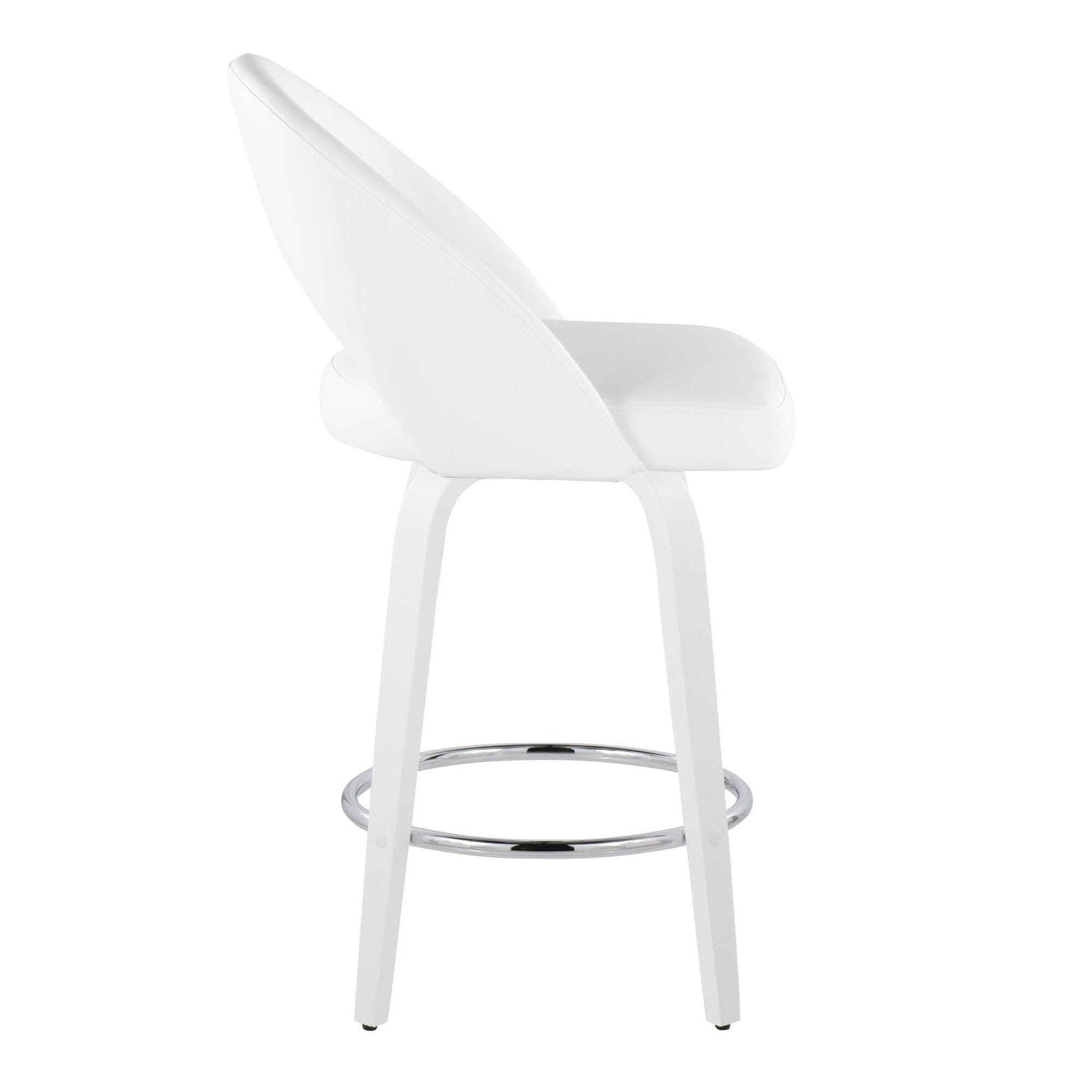 LumiSource Renee Counter Height Bar Stool (Set of 2), White, large