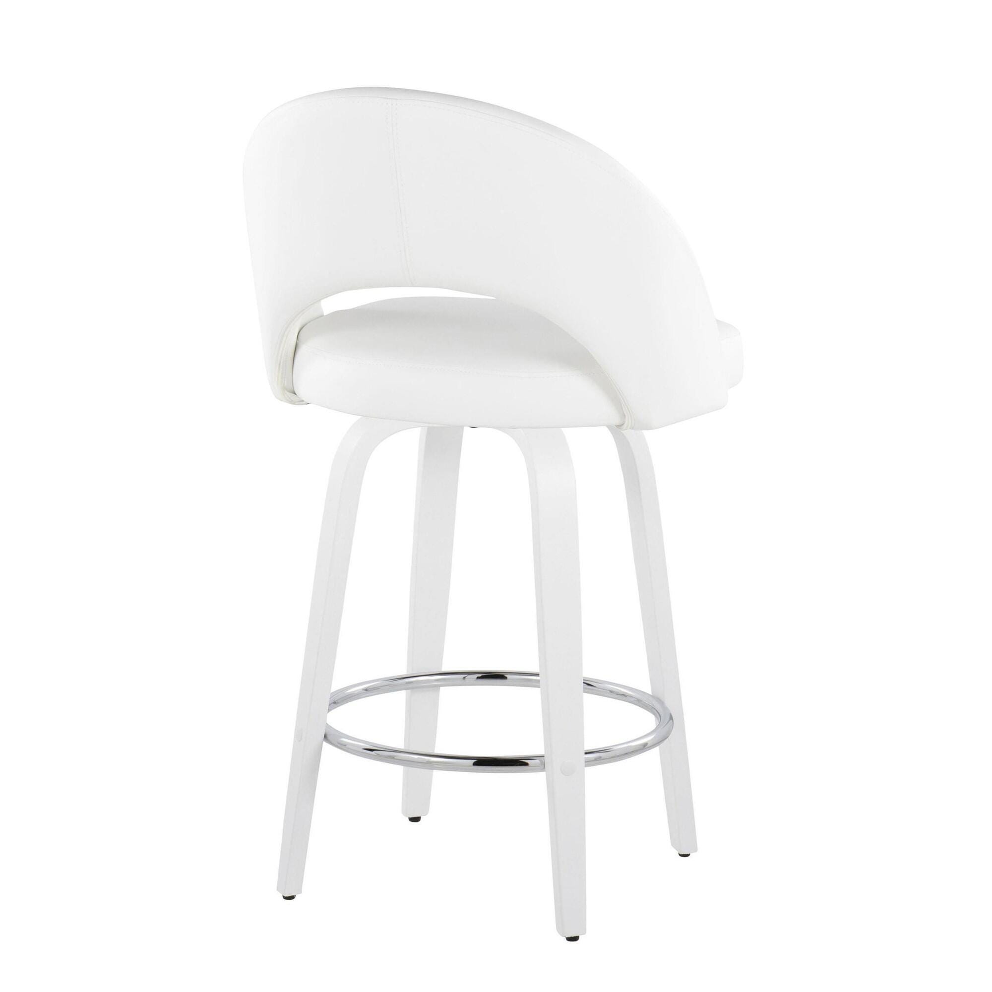 LumiSource Renee Counter Height Bar Stool (Set of 2), White, large