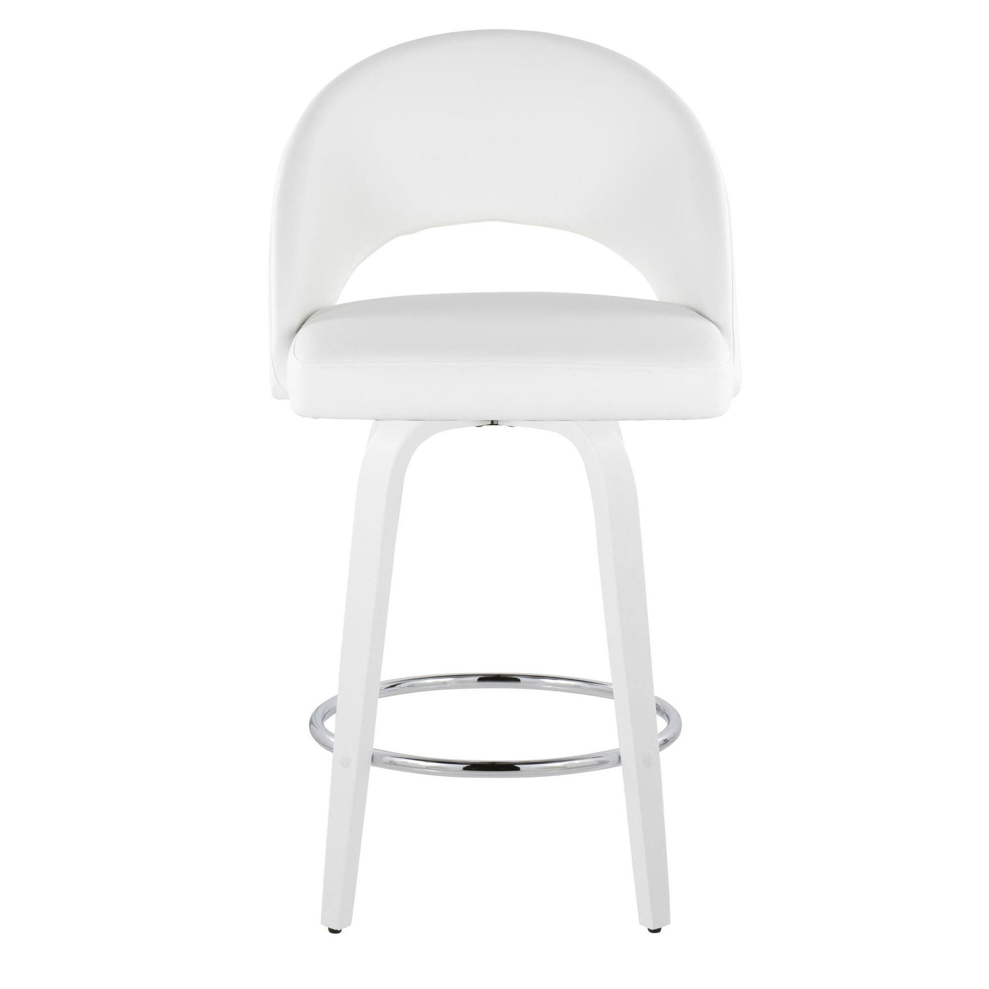 LumiSource Renee Counter Height Bar Stool (Set of 2), White, large