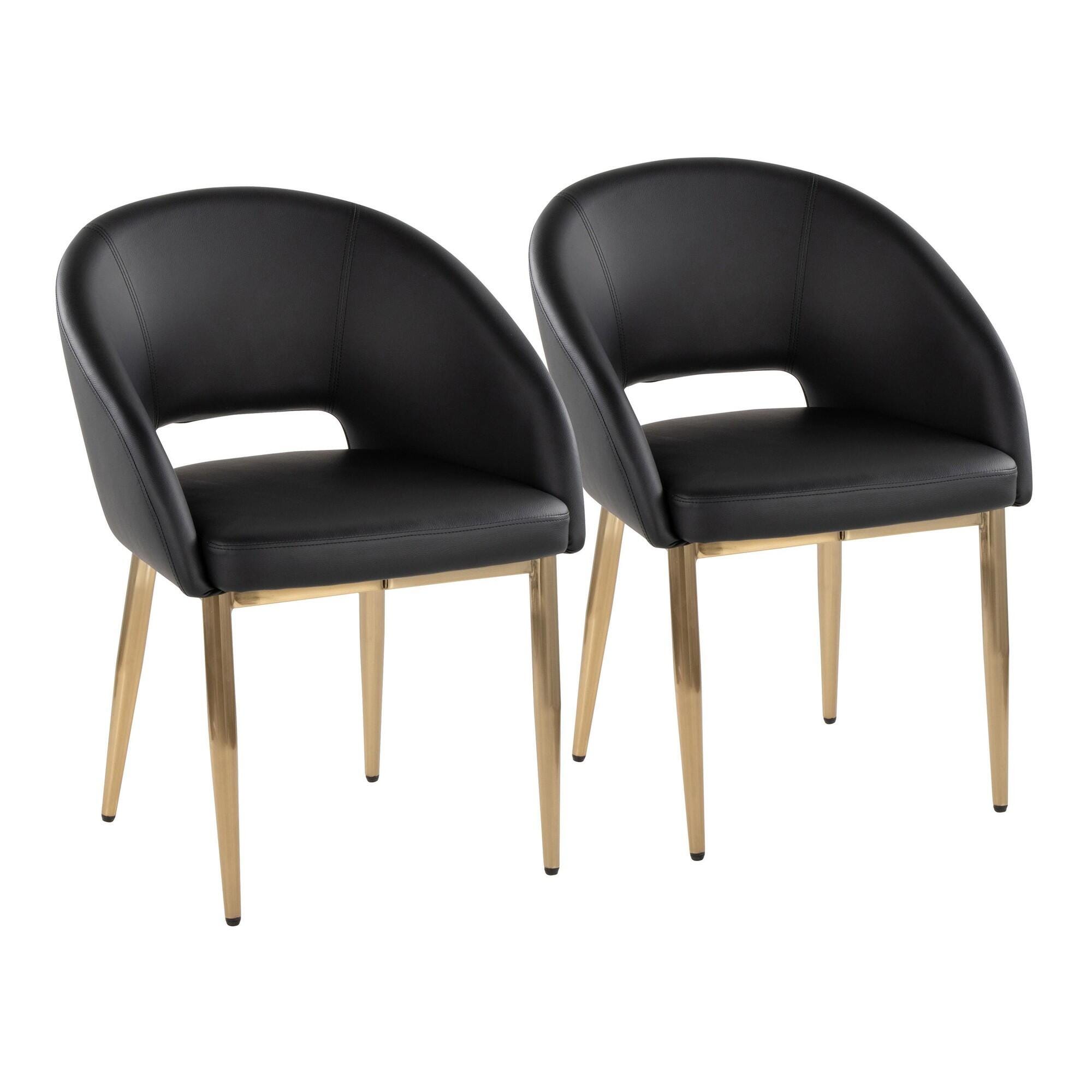 LumiSource Renee Solid Dining Chair (Set of 2), Black/Gold, large