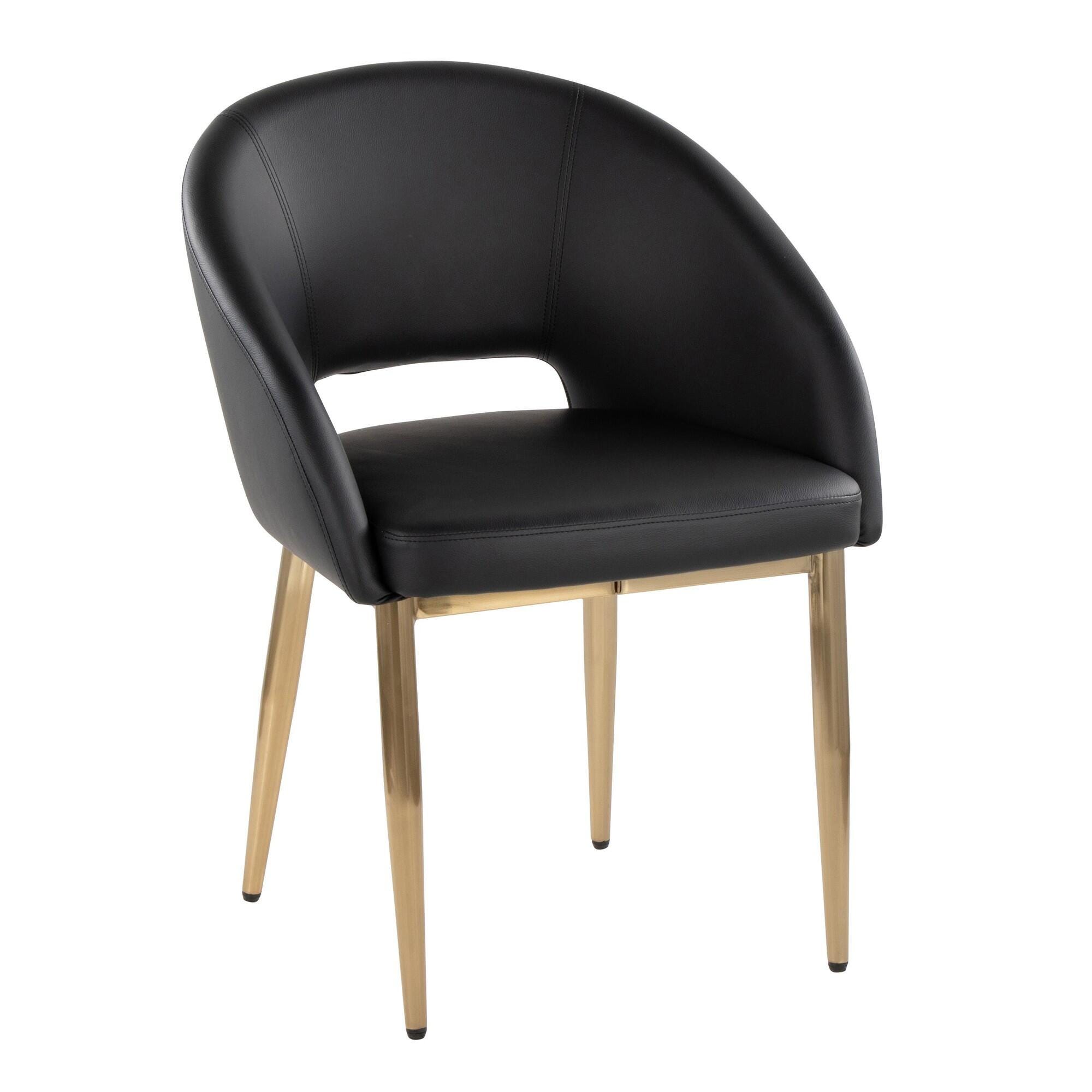 LumiSource Renee Solid Dining Chair (Set of 2), Black/Gold, large