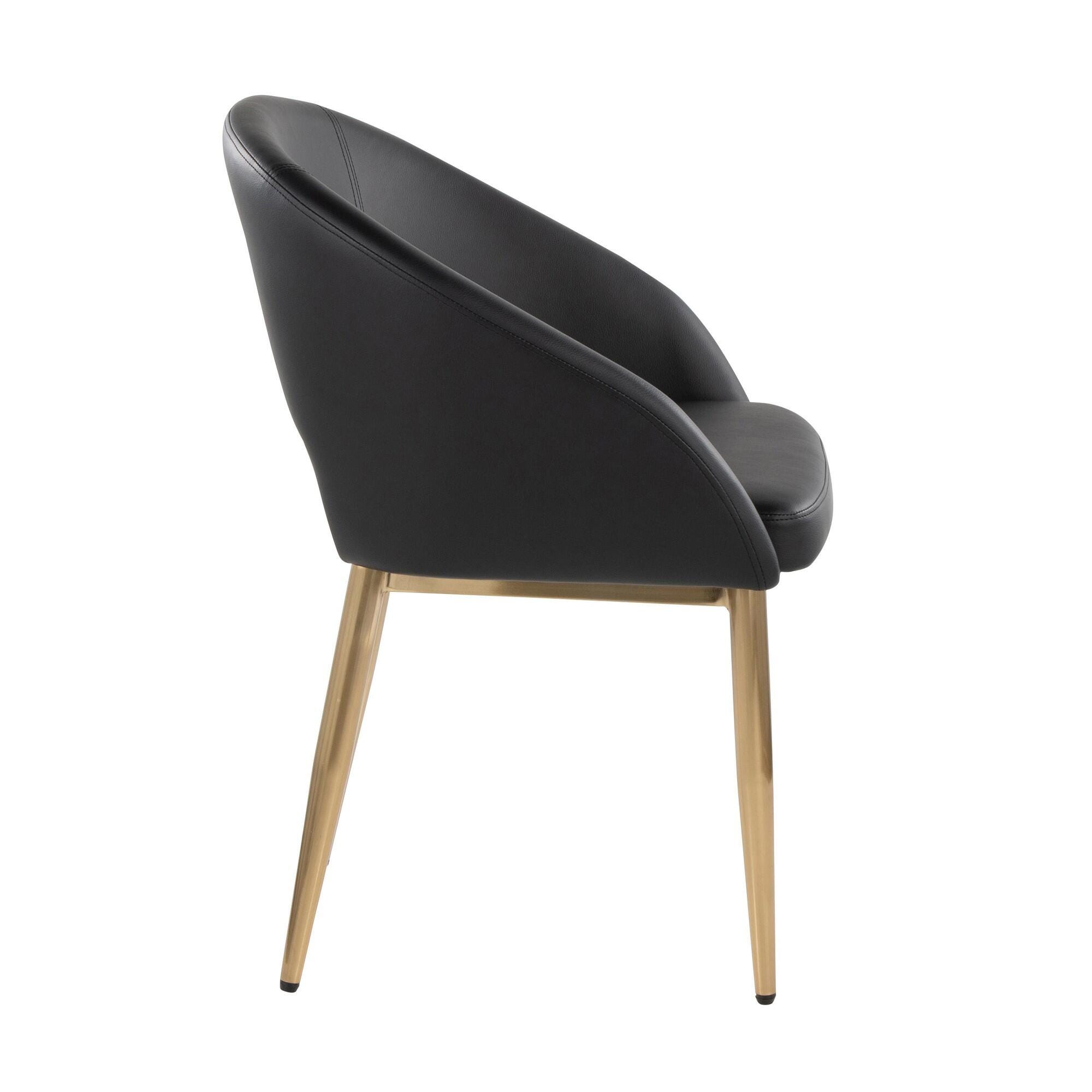 LumiSource Renee Solid Dining Chair (Set of 2), Black/Gold, large