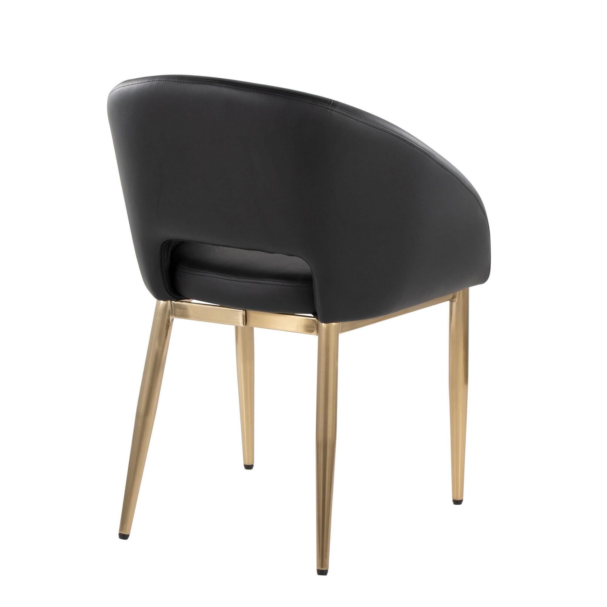LumiSource Renee Solid Dining Chair (Set of 2), Black/Gold, large