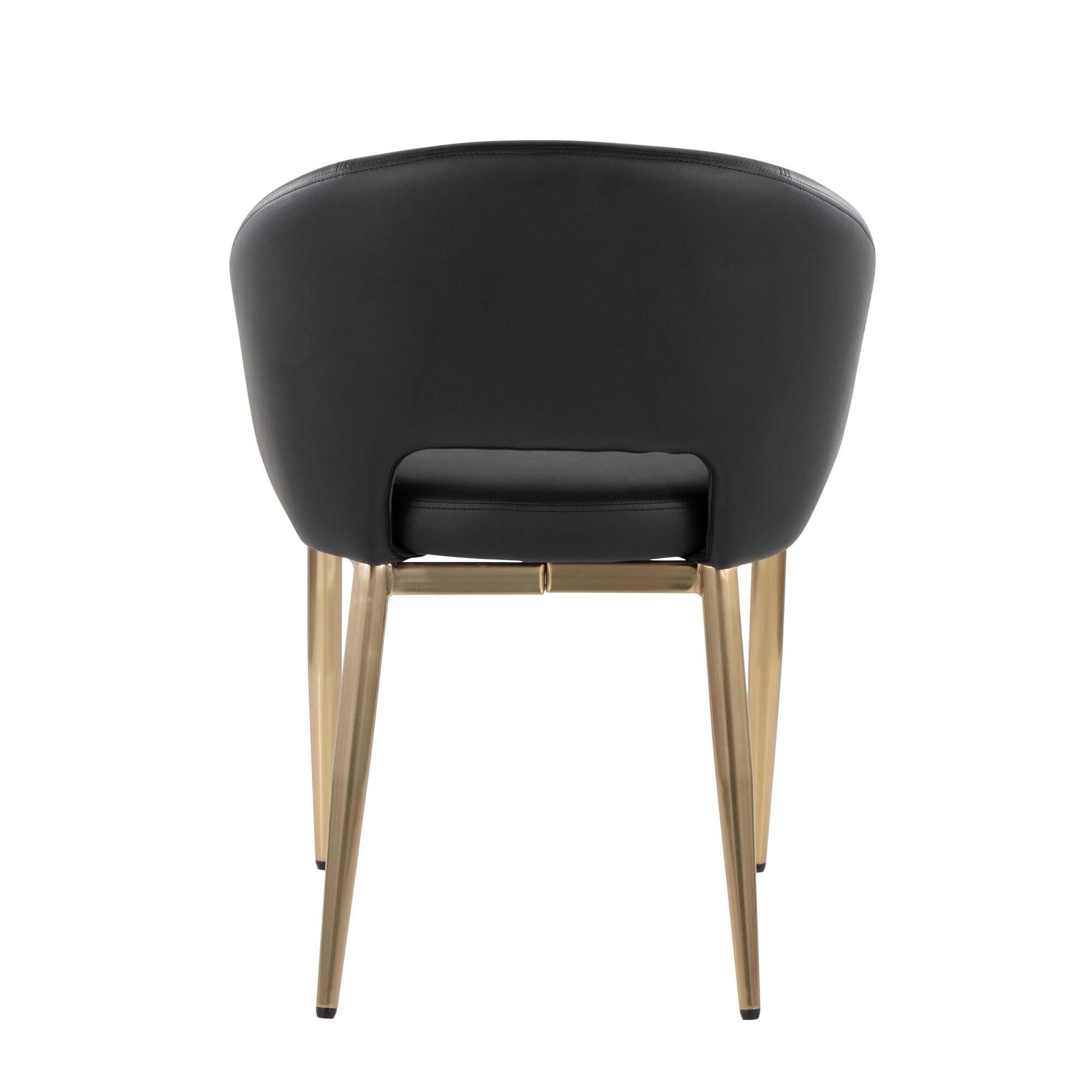 LumiSource Renee Solid Dining Chair (Set of 2), Black/Gold, large