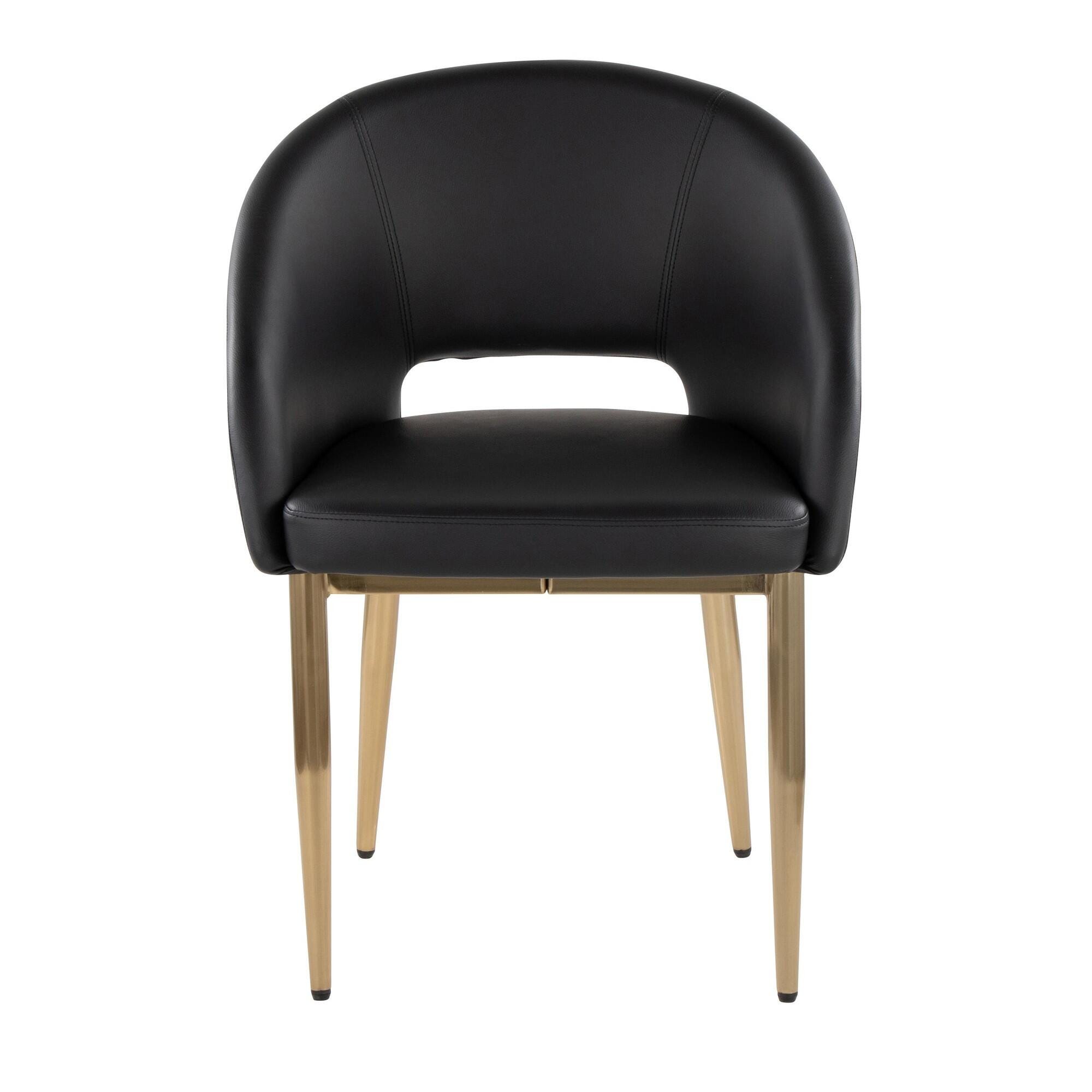 LumiSource Renee Solid Dining Chair (Set of 2), Black/Gold, large
