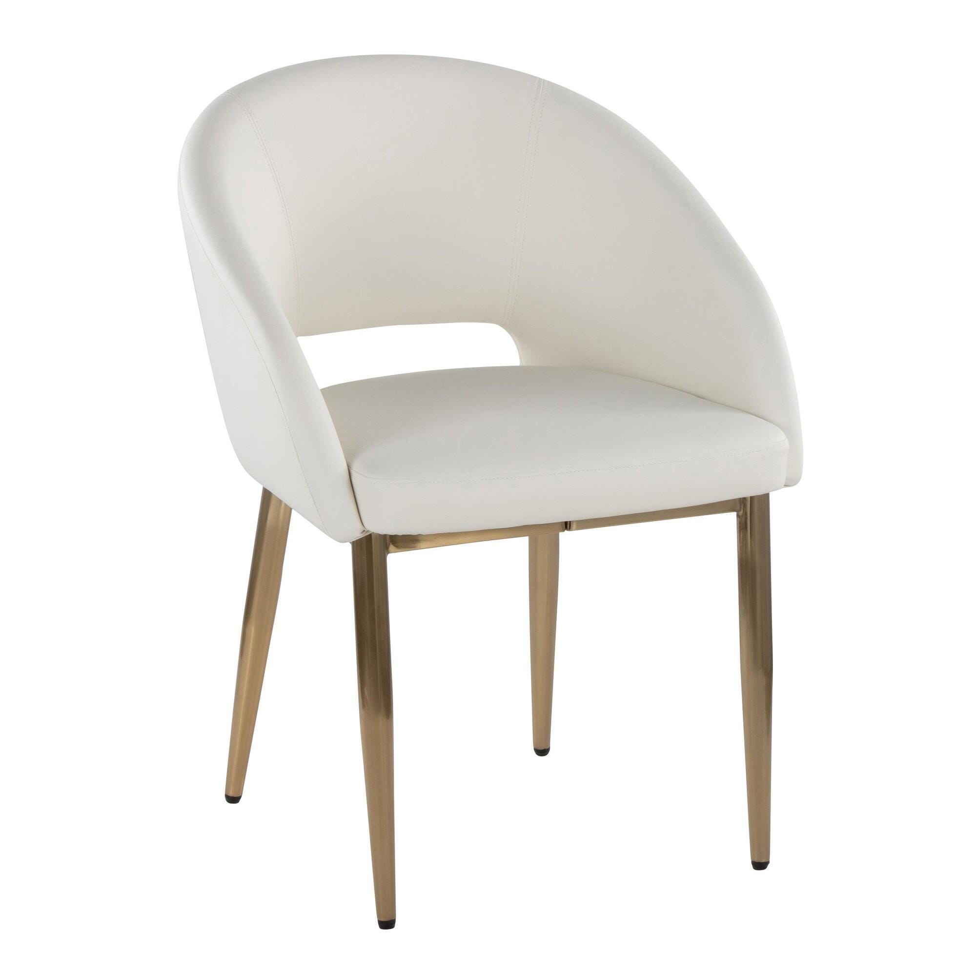 LumiSource Renee Solid Dining Chair (Set of 2), White/Gold, large