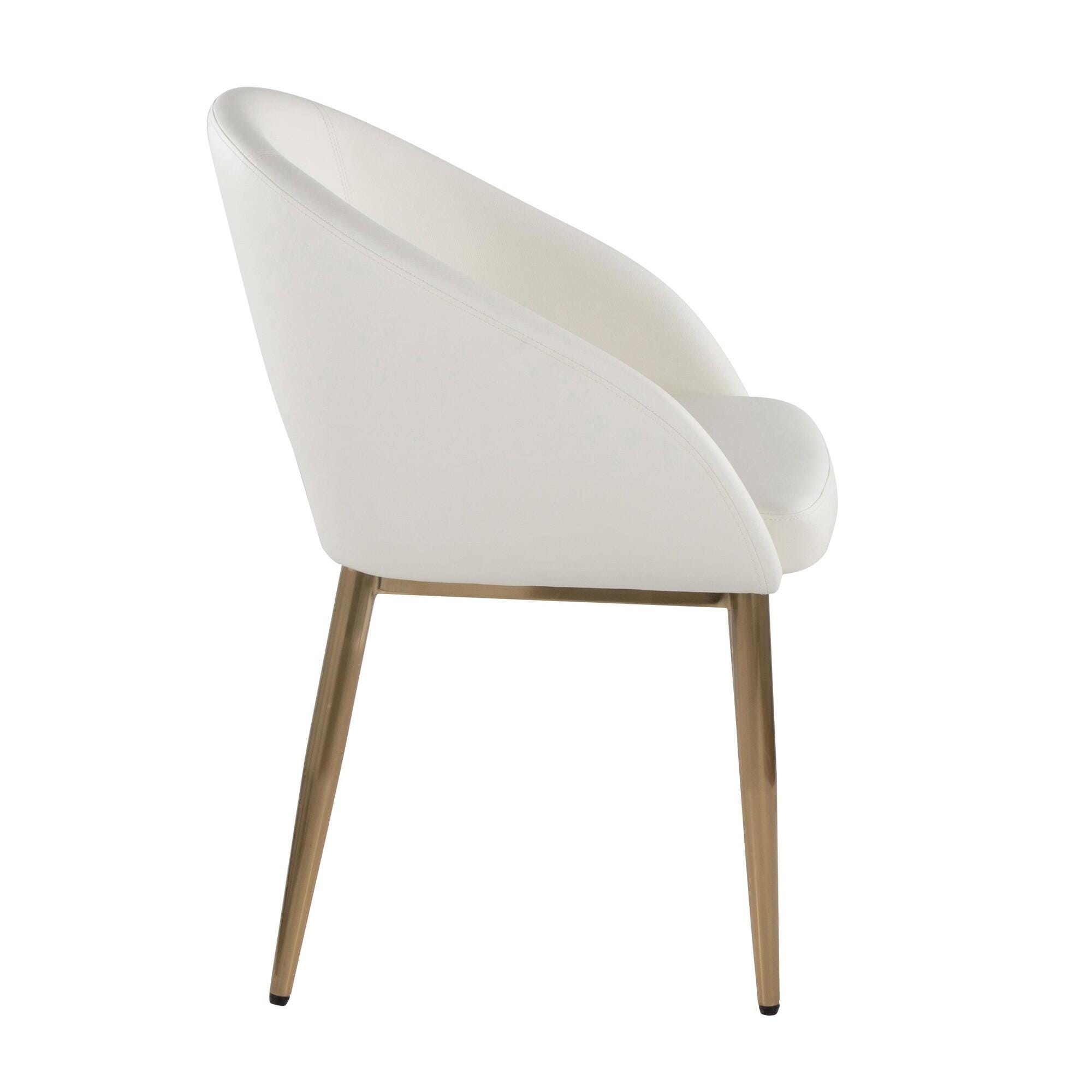 LumiSource Renee Solid Dining Chair (Set of 2), White/Gold, large