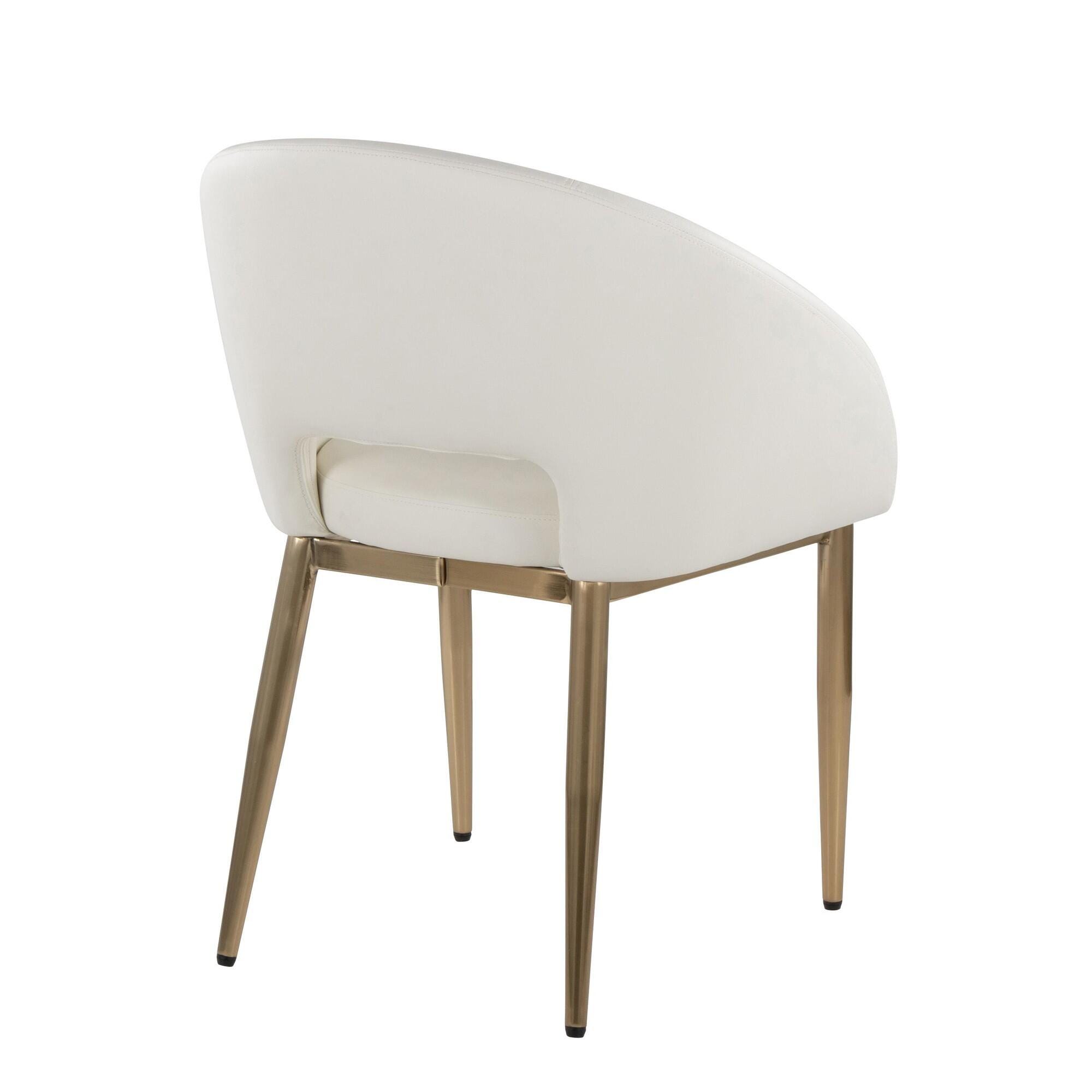 LumiSource Renee Solid Dining Chair (Set of 2), White/Gold, large