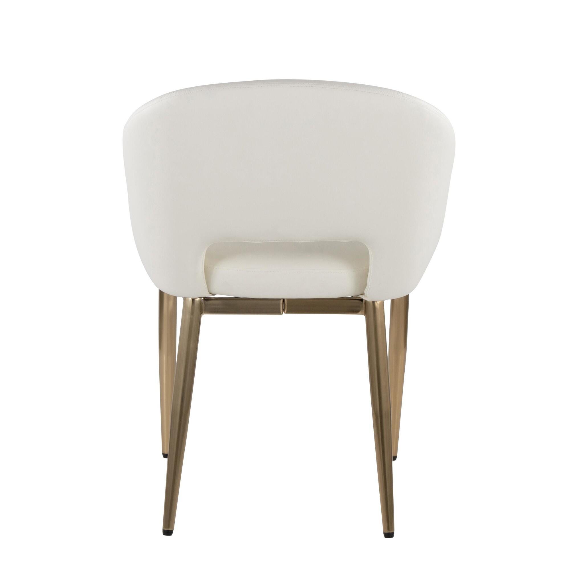 LumiSource Renee Solid Dining Chair (Set of 2), White/Gold, large