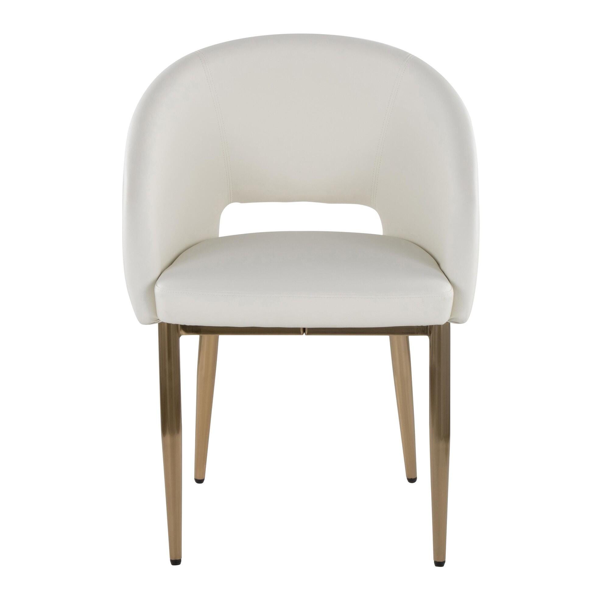 LumiSource Renee Solid Dining Chair (Set of 2), White/Gold, large
