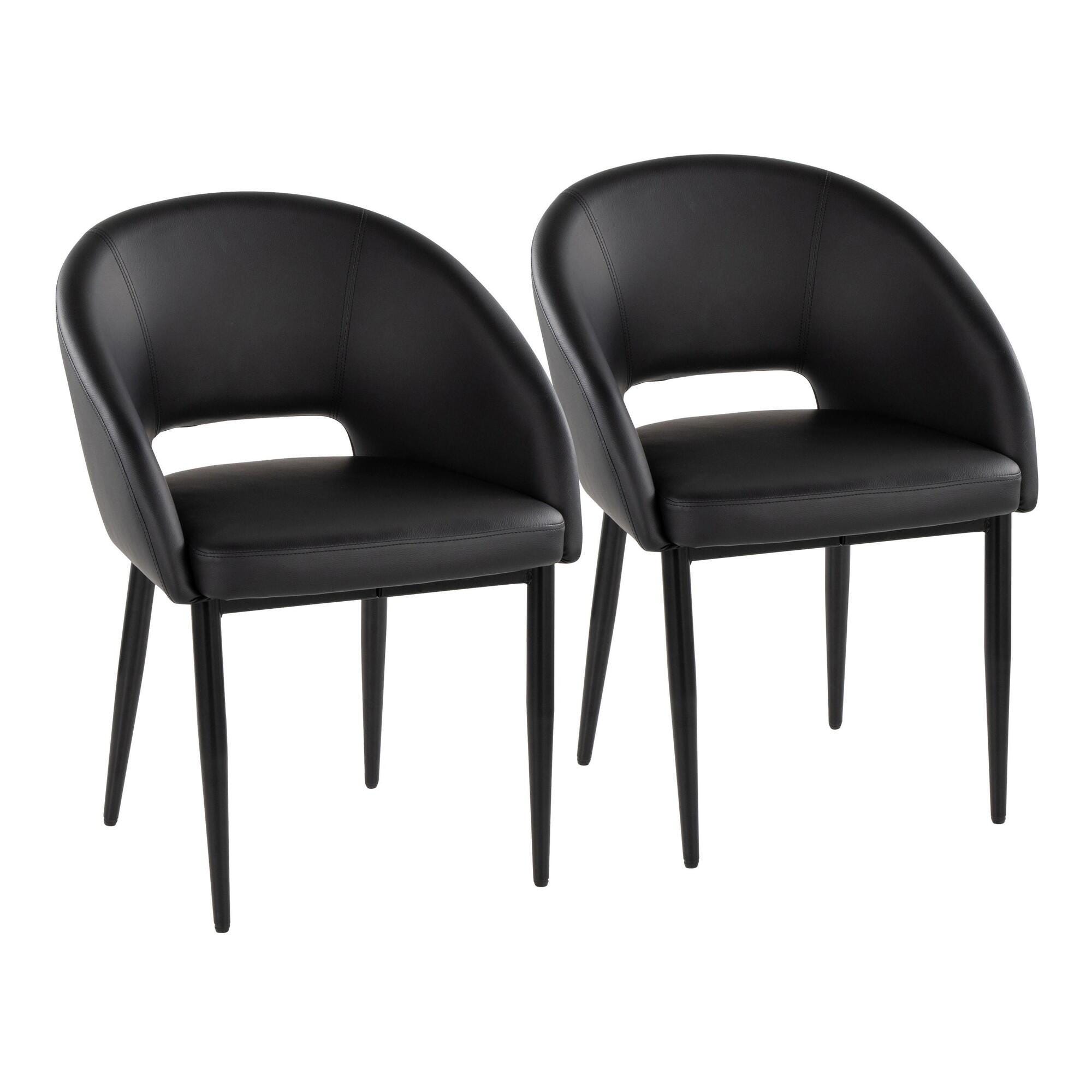 LumiSource Renee Solid Dining Chair (Set of 2), Black, large