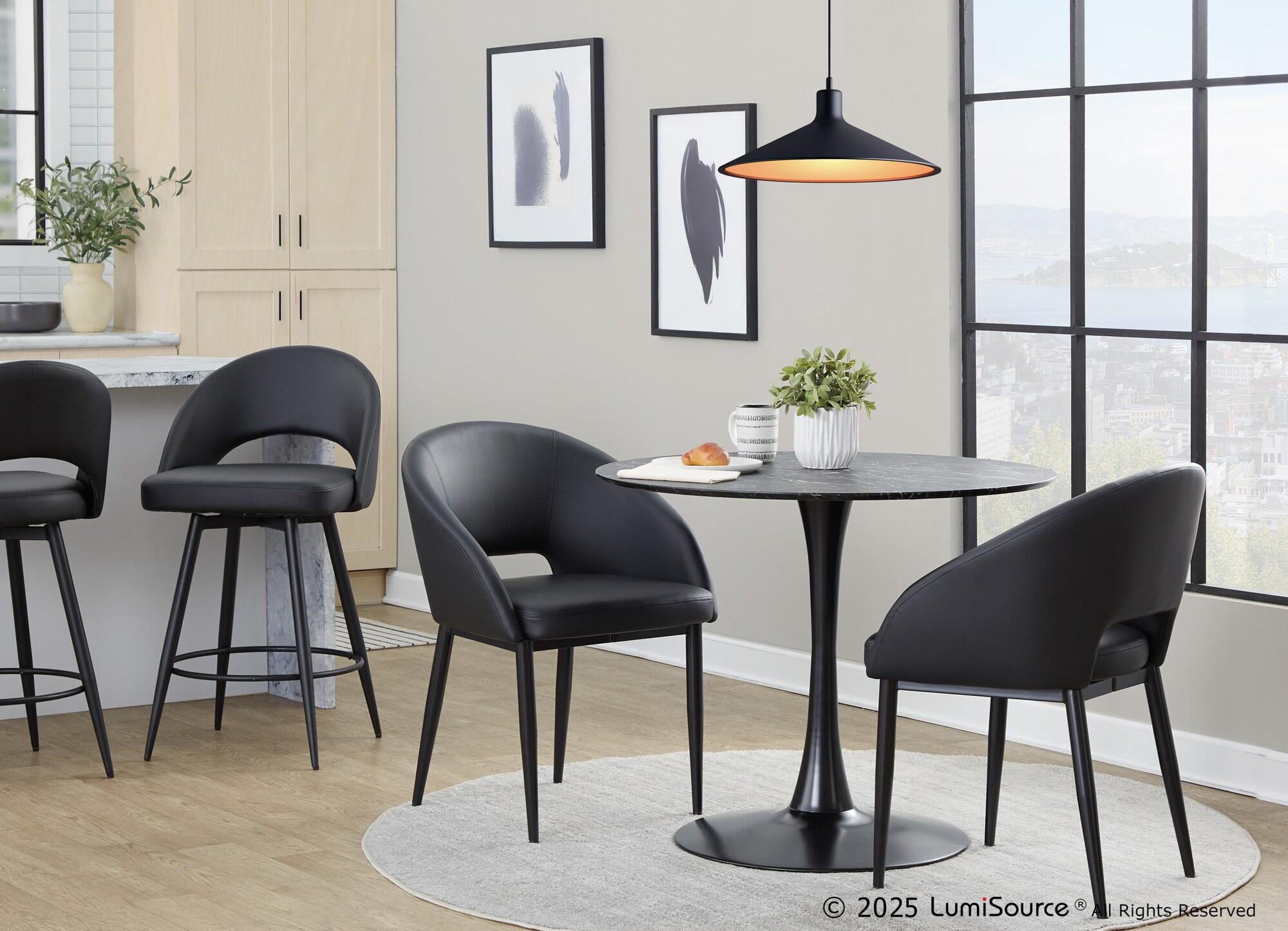LumiSource Renee Solid Dining Chair (Set of 2), Black, large