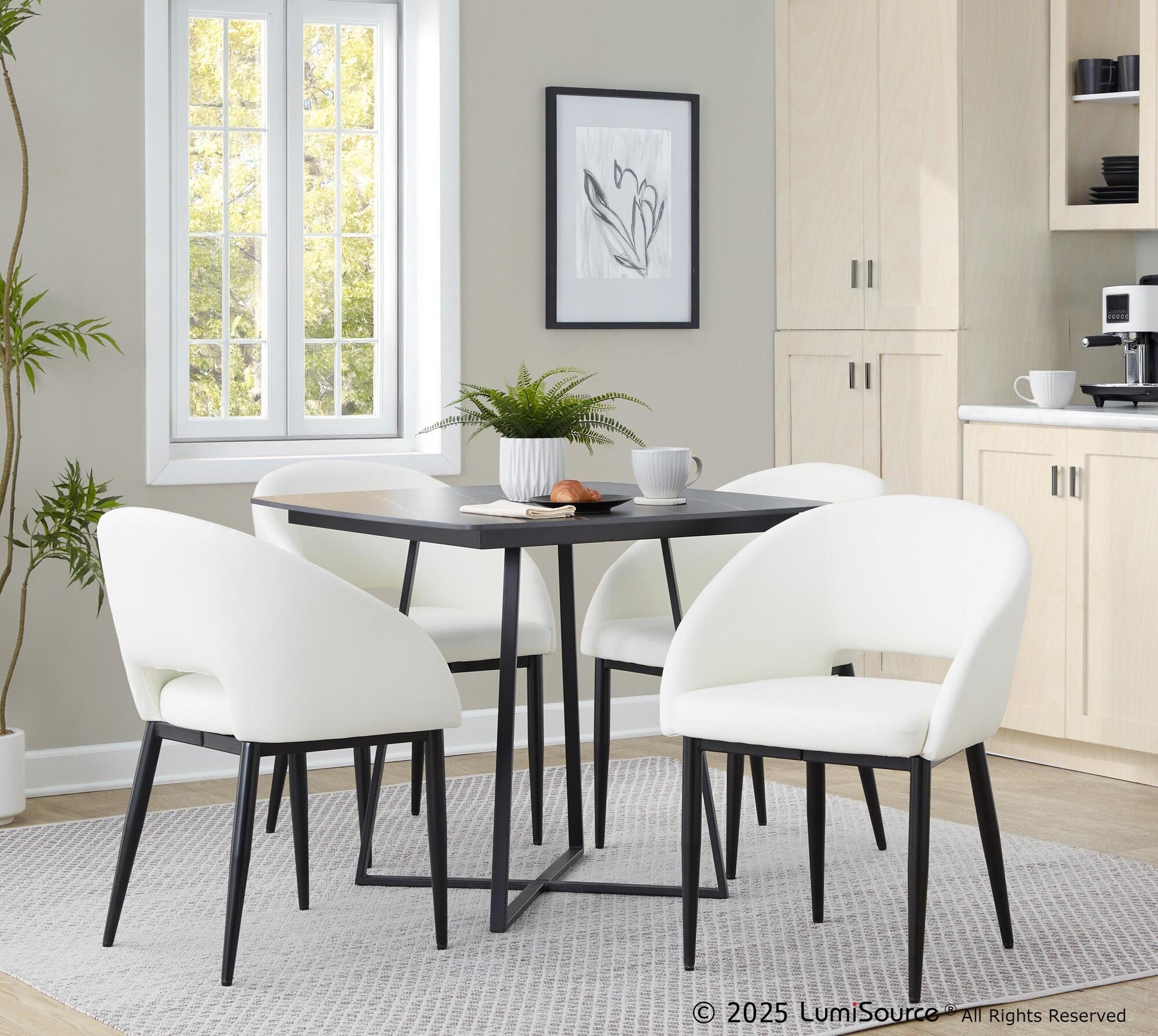LumiSource Renee Solid Dining Chair (Set of 2), White/Black, large