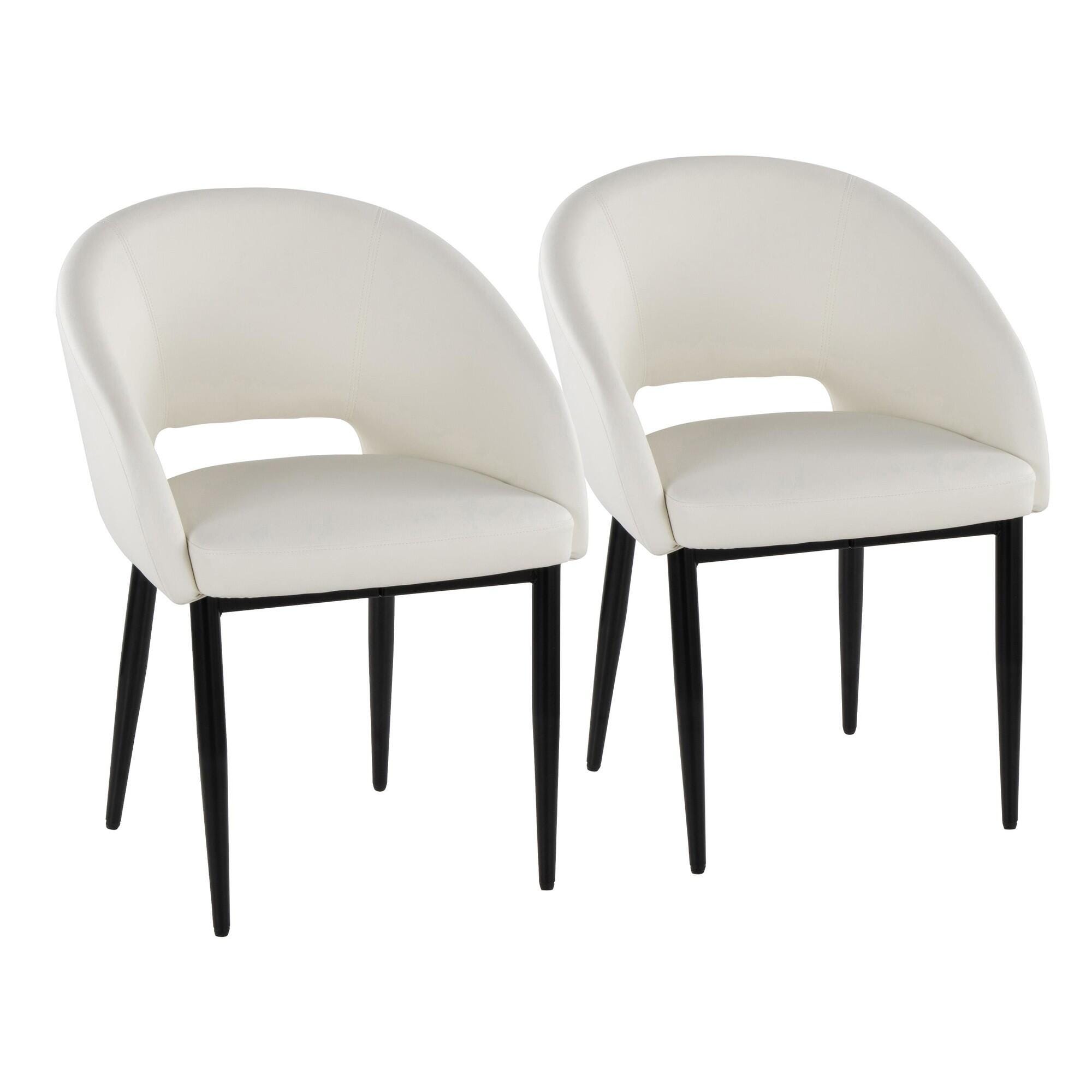 LumiSource Renee Solid Dining Chair (Set of 2), White/Black, large