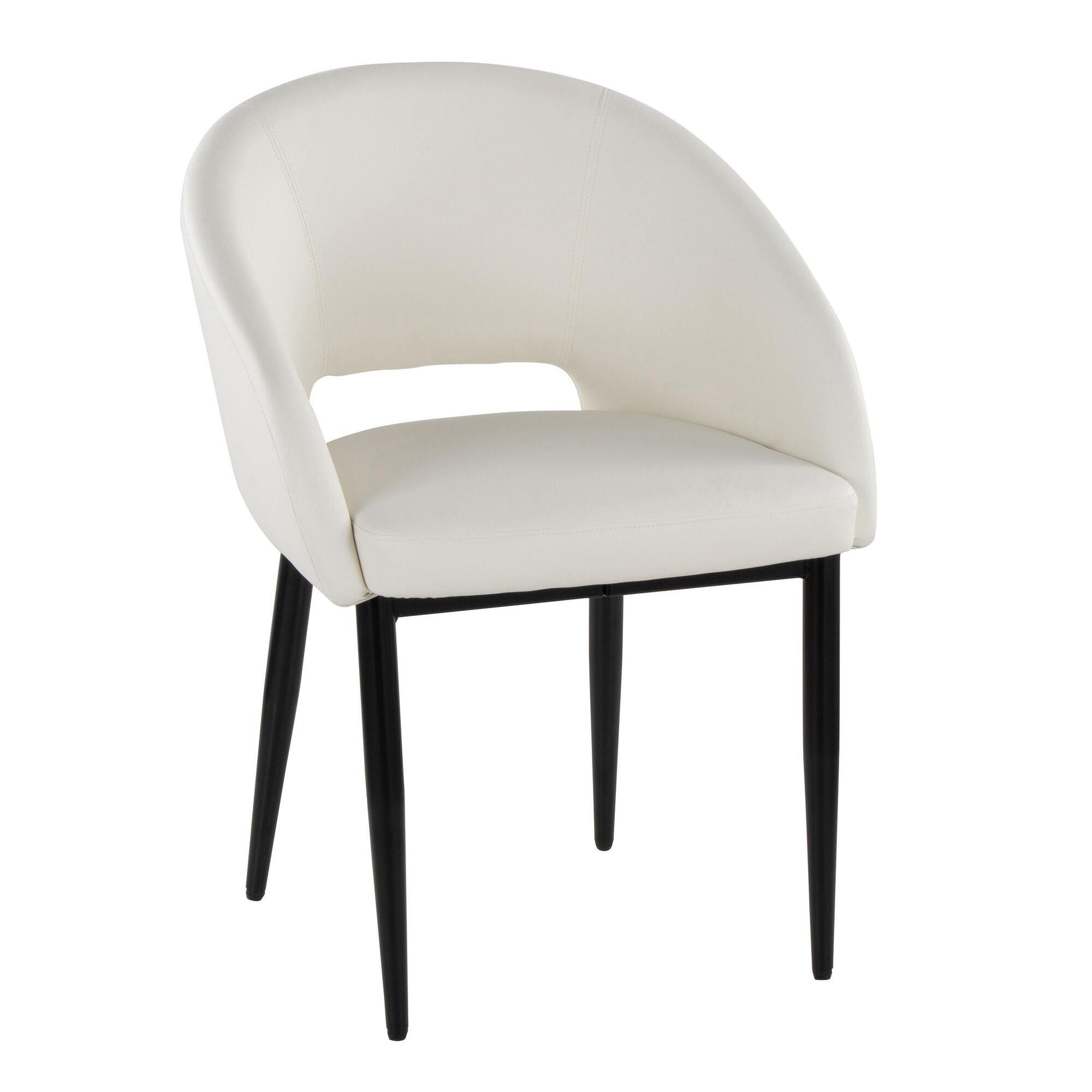 LumiSource Renee Solid Dining Chair (Set of 2), White/Black, large