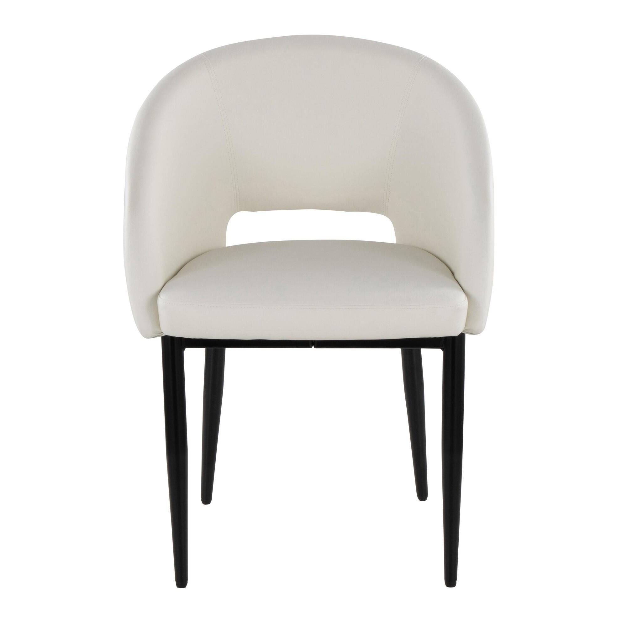 LumiSource Renee Solid Dining Chair (Set of 2), White/Black, large