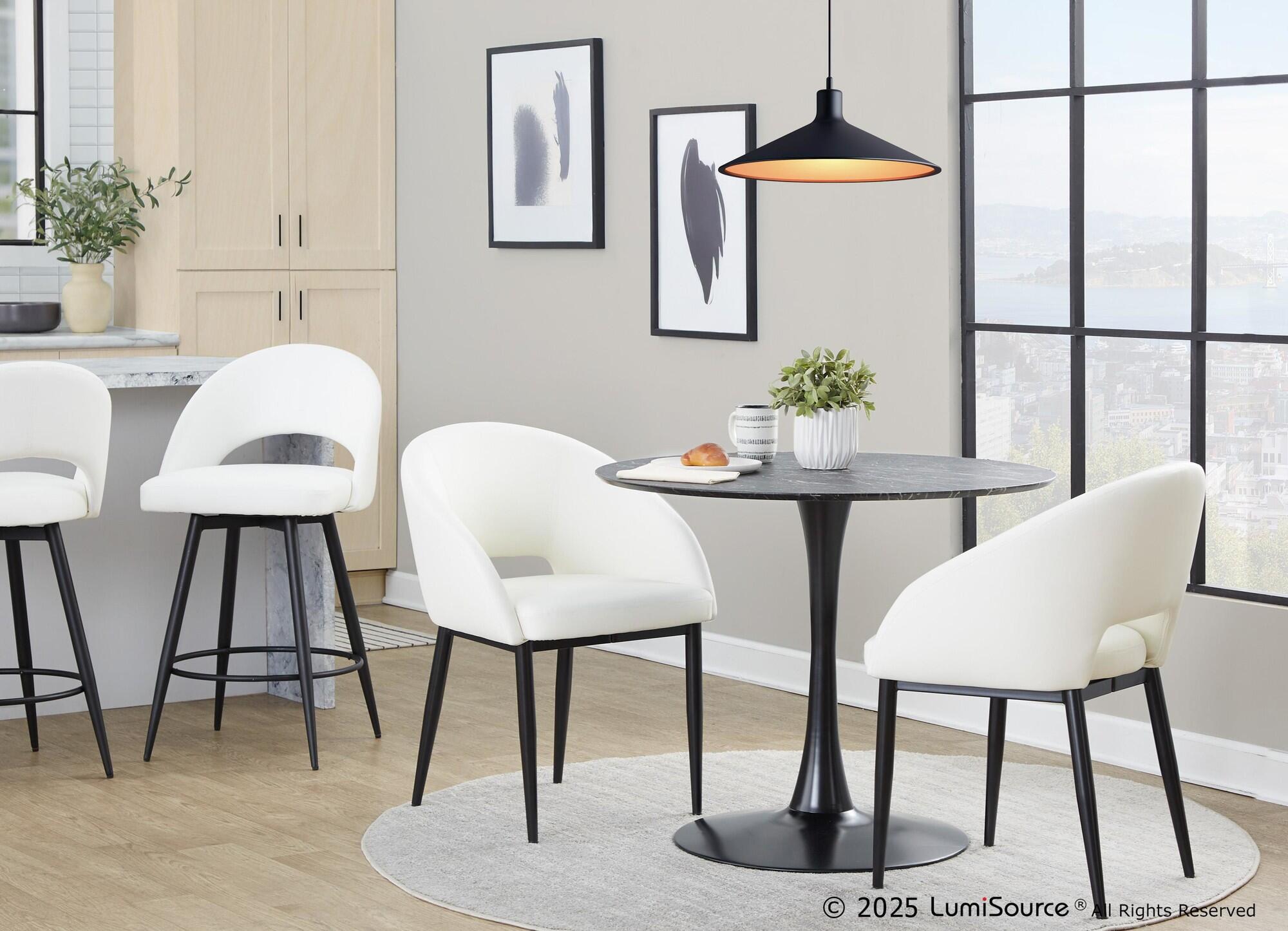 LumiSource Renee Solid Dining Chair (Set of 2), White/Black, large