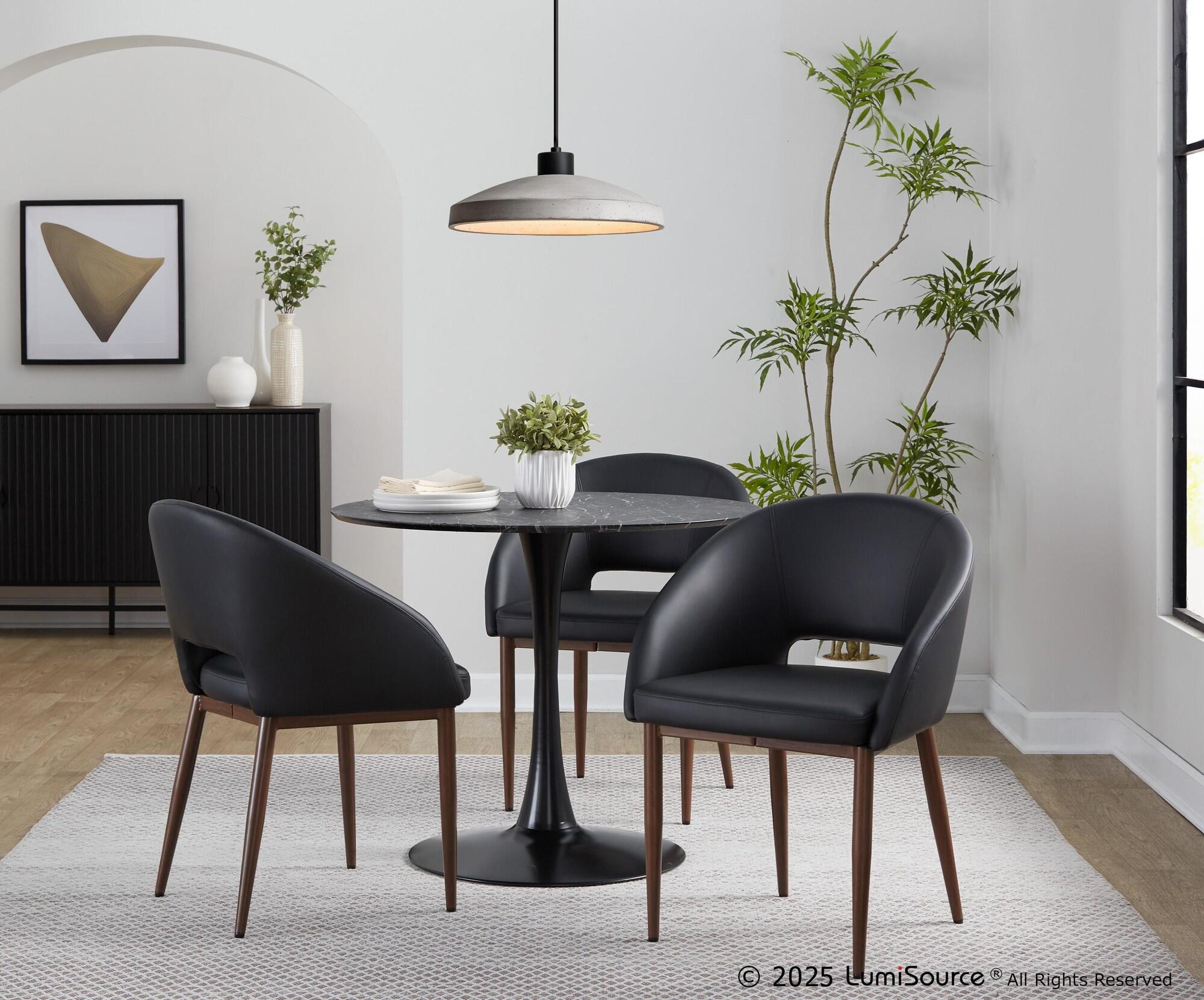 LumiSource Renee Solid Dining Chair (Set of 2), Black/Mahogany, large