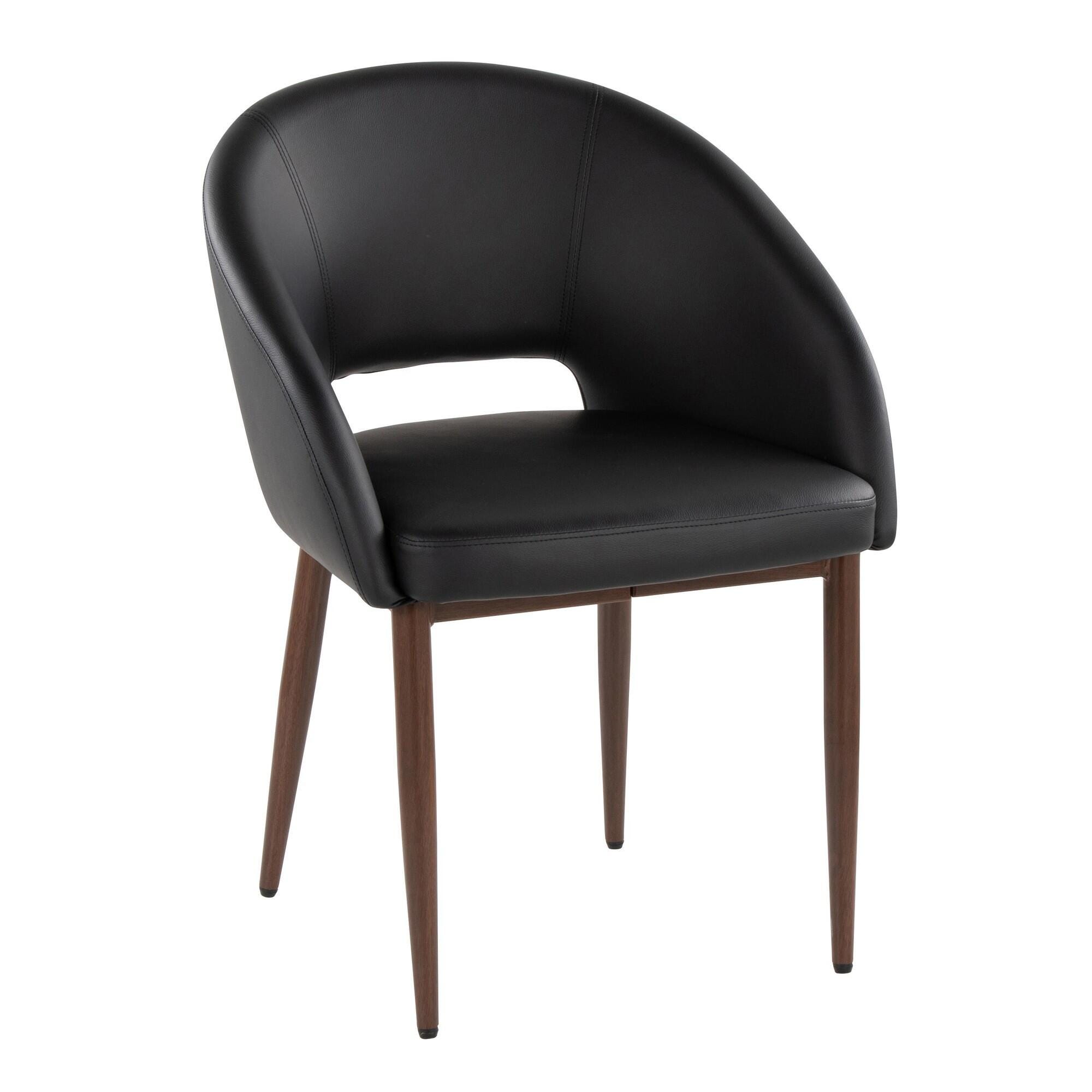 LumiSource Renee Solid Dining Chair (Set of 2), Black/Mahogany, large